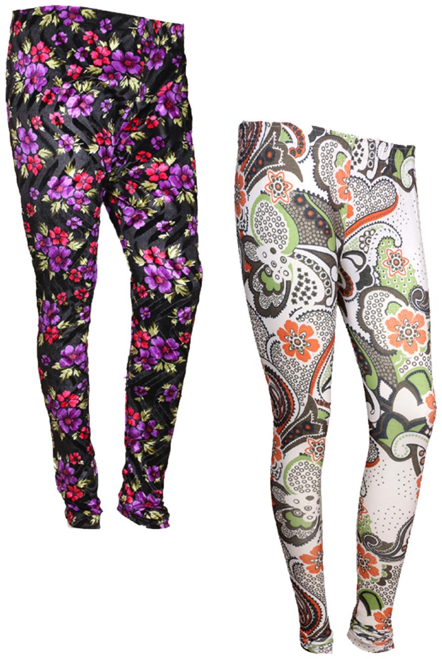 

IndiWeaves Women Cotton Printed Legging and Velvet Printed Leggings (Pack of 2)