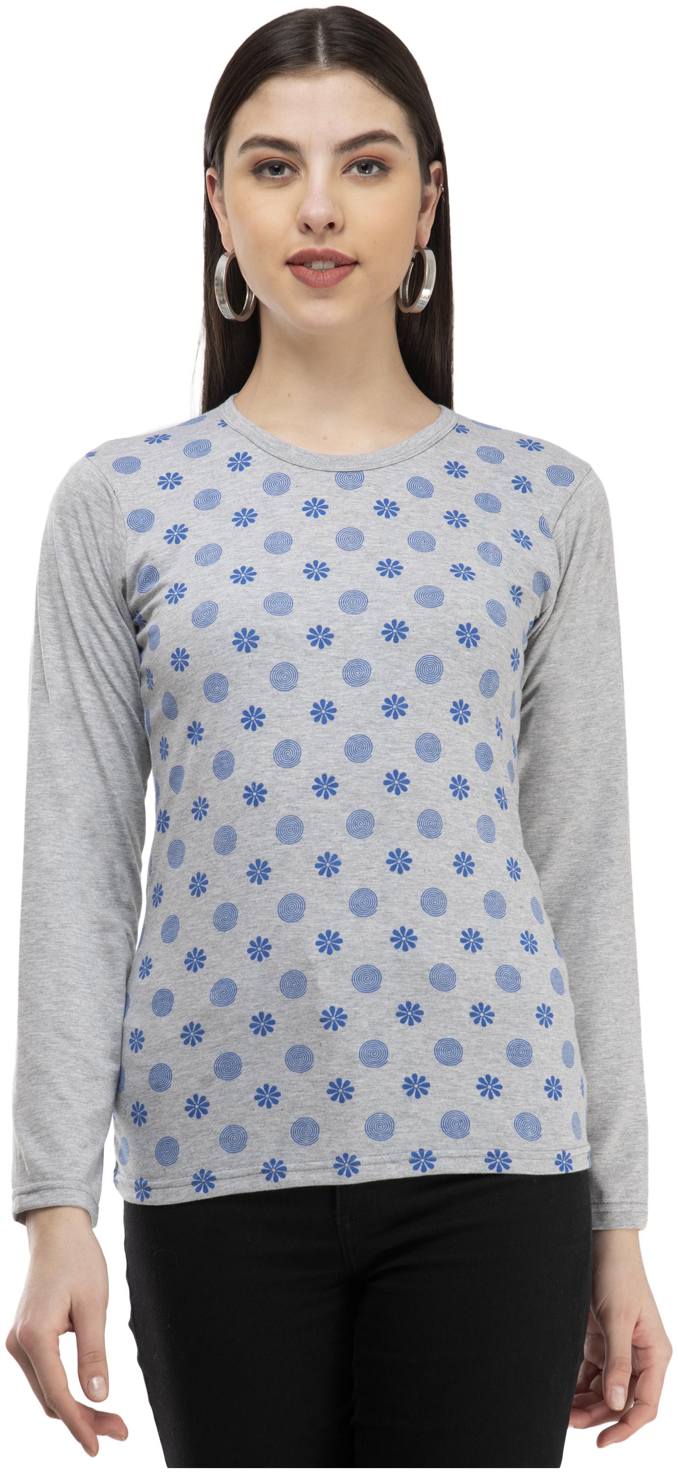 

Indiweaves Women Grey Regular fit Round neck Cotton T shirt