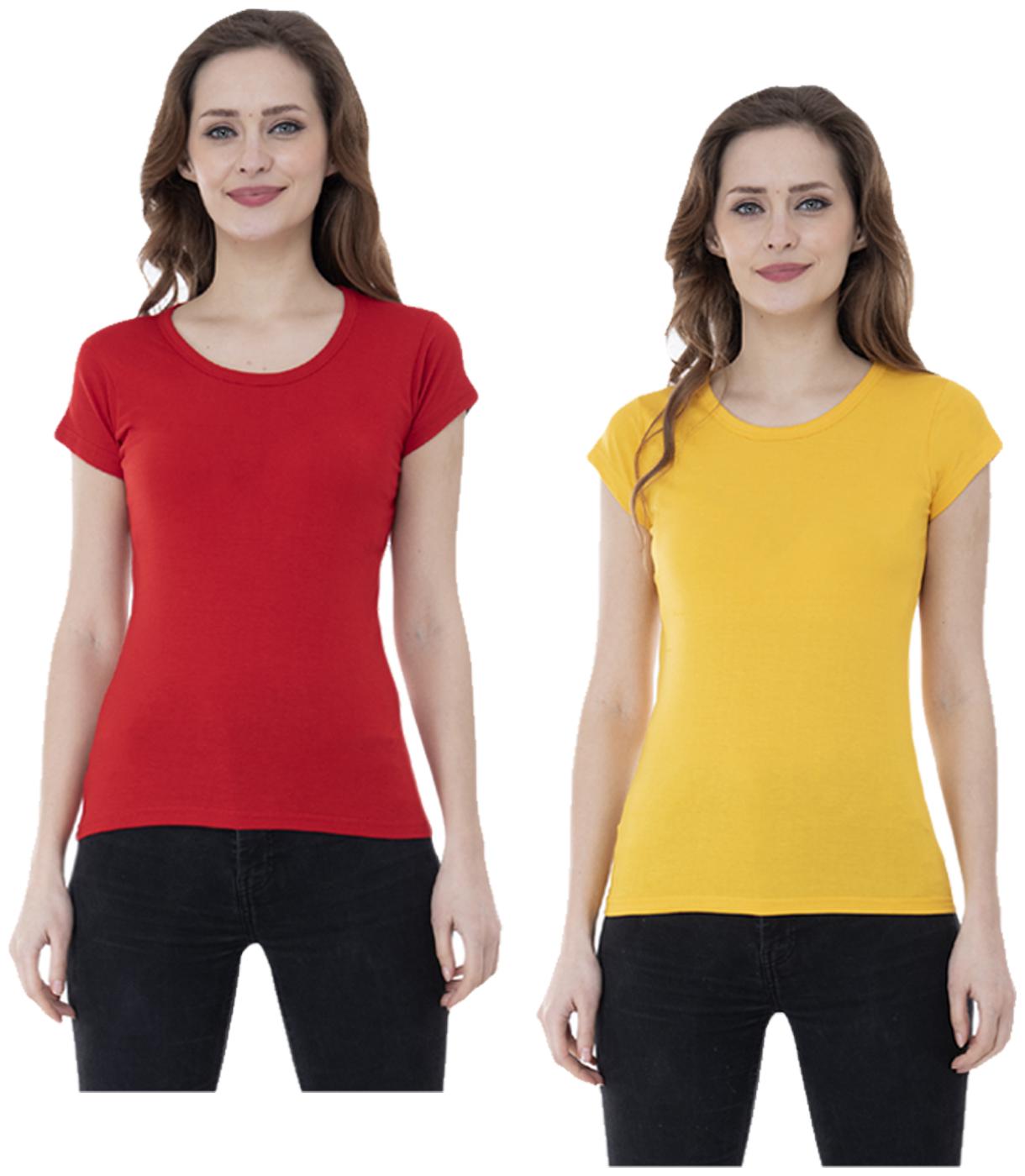 

Indiweaves Women Multi Regular fit Round neck Cotton T shirt