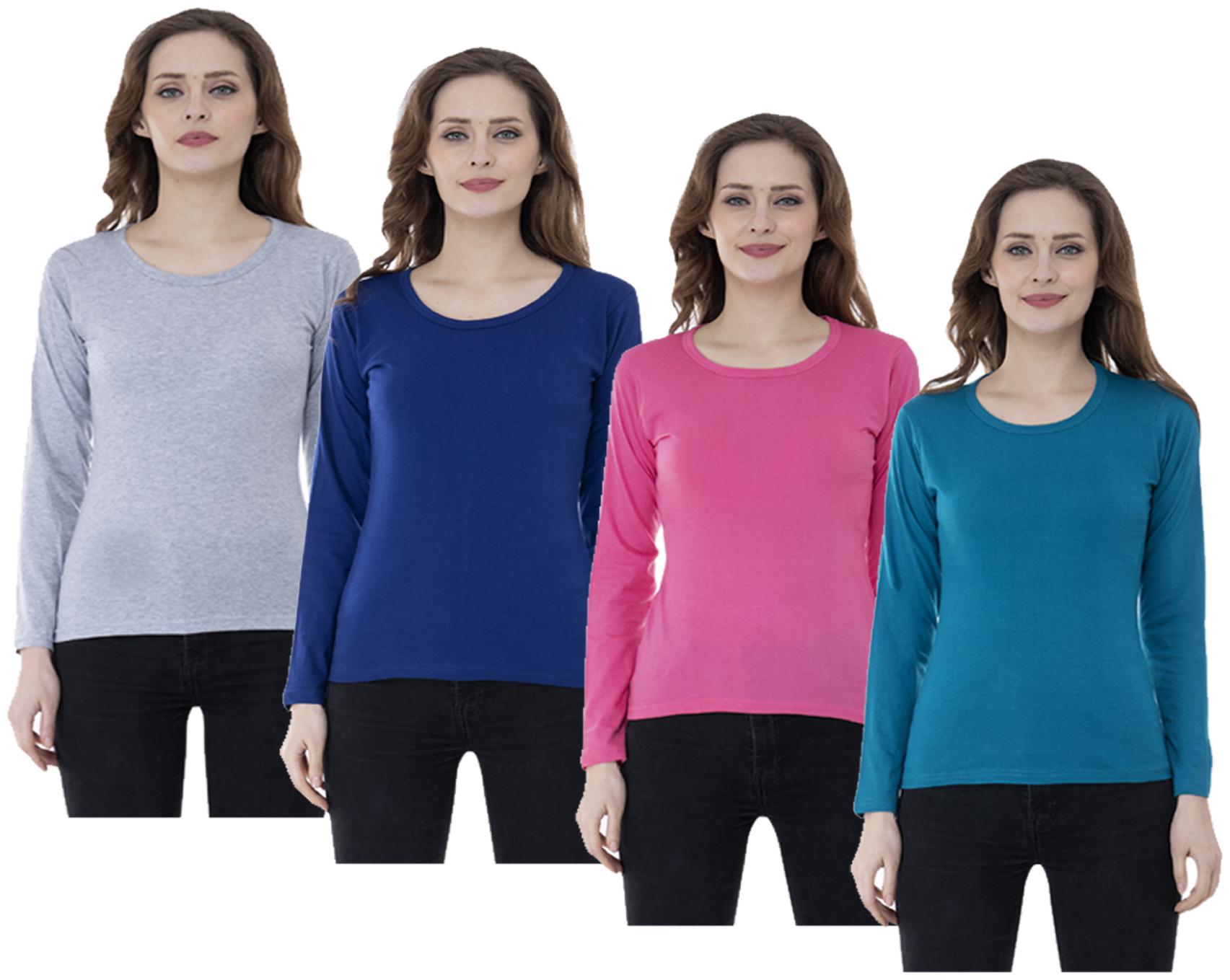 

Indiweaves Women Multi Regular fit Round neck Cotton T shirt
