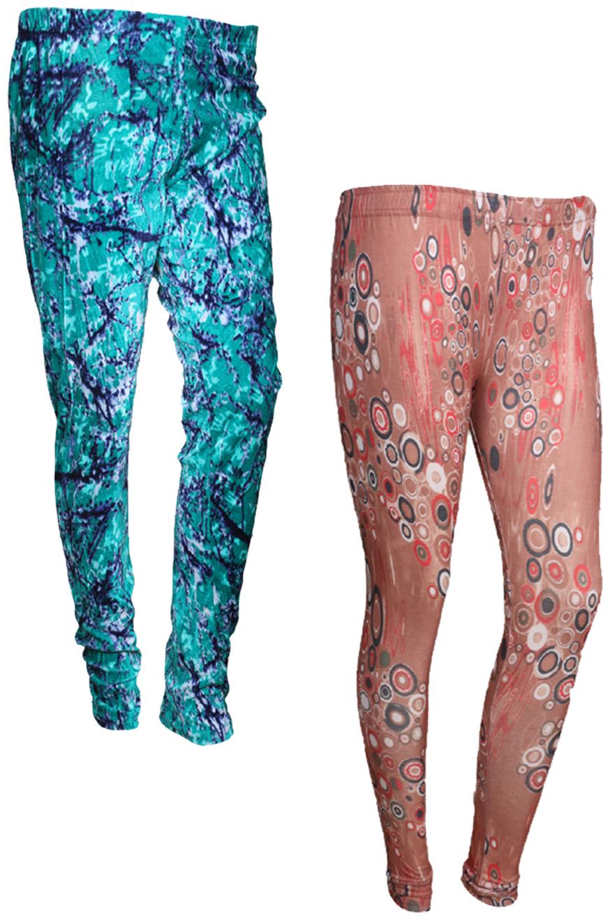 

IndiWeaves Women Cotton Printed Legging and Velvet Printed Leggings (Pack of 2)