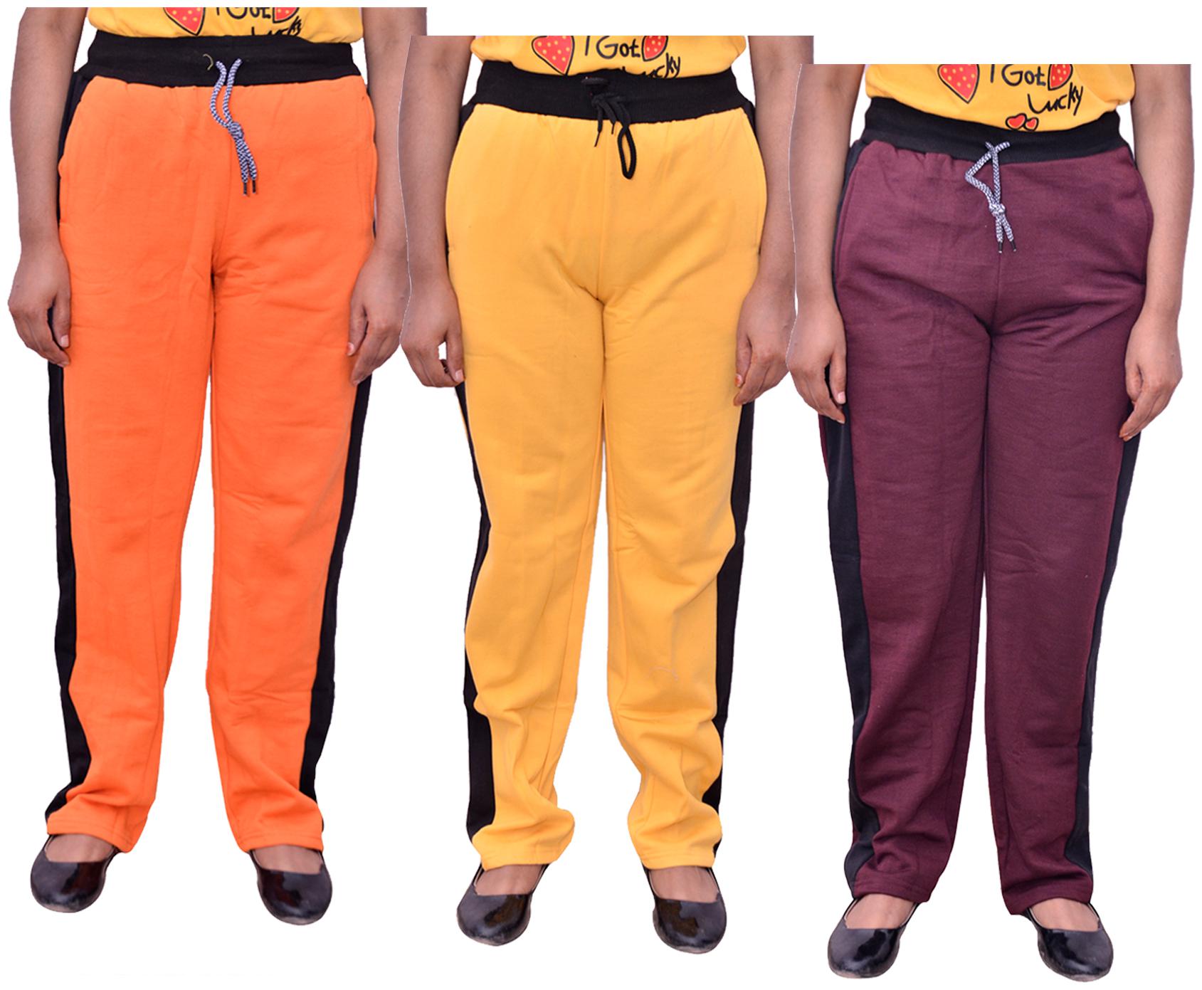 

Indiweaves Women Regular fit Cotton Solid Track pants - Multi