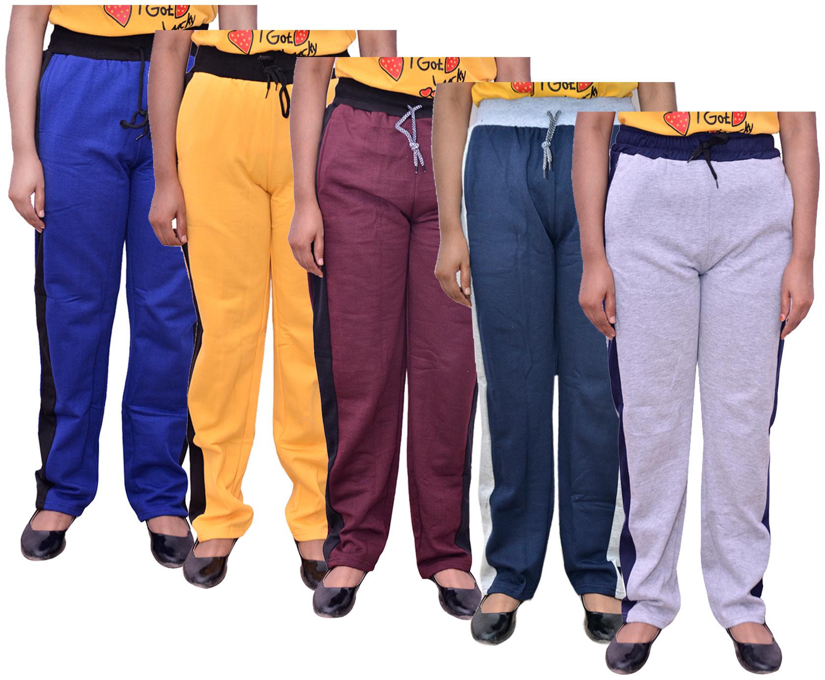 

Indiweaves Women Regular fit Cotton Solid Track pants - Multi