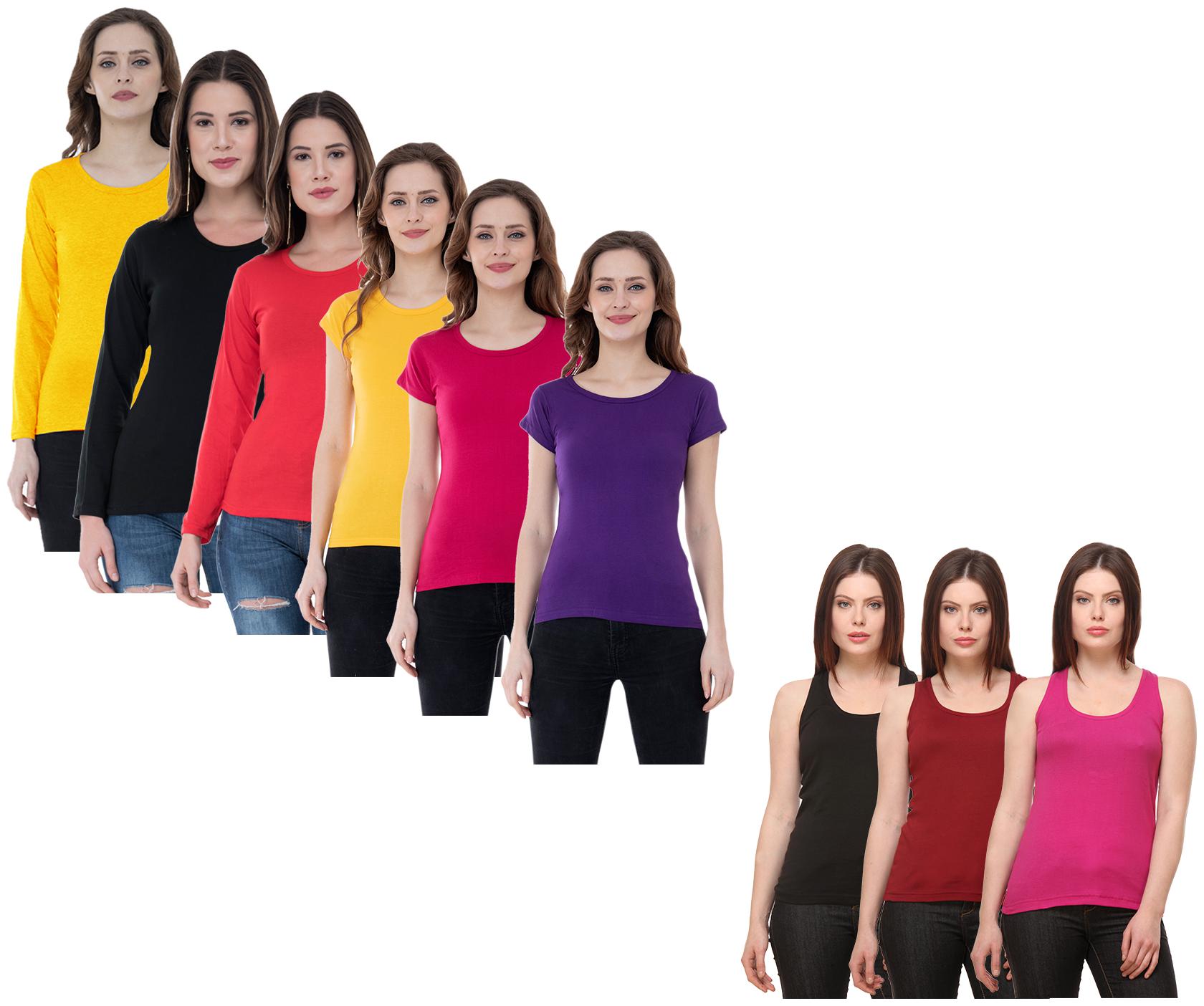 

Indiweaves Women Multi Regular fit Round neck Cotton Tank top