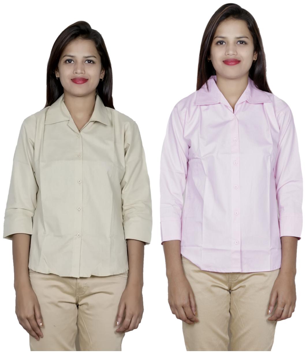 

Indiweaves Women Beige Solid Regular Fit Shirt