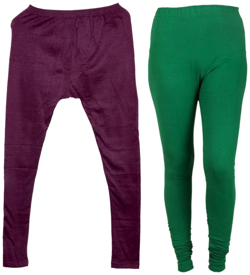 

IndiWeaves Women 1 Warm Wollen and 1 Cotton Lycra Tights (Set of- 2)