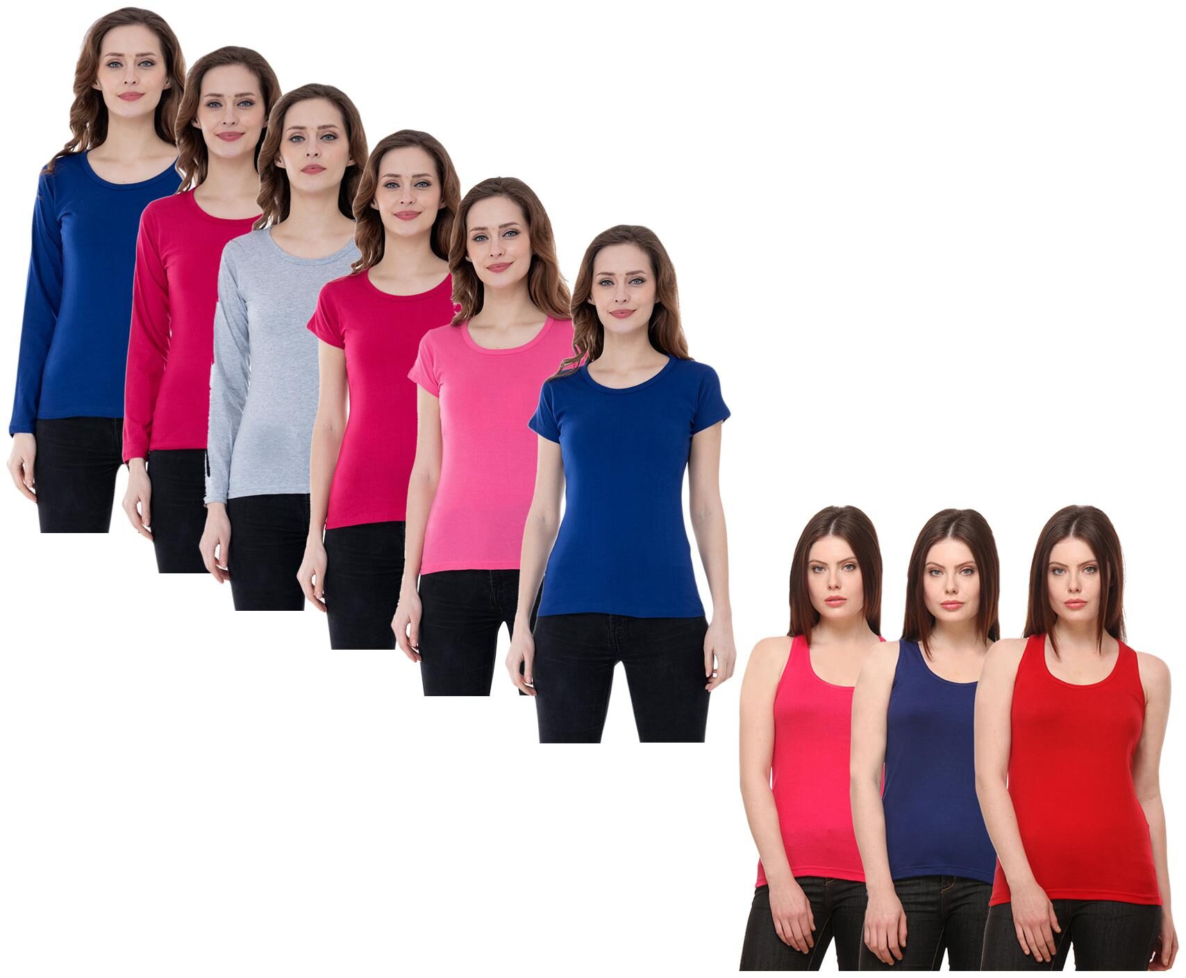 

Indiweaves Women Multi Regular fit Round neck Cotton Tank top