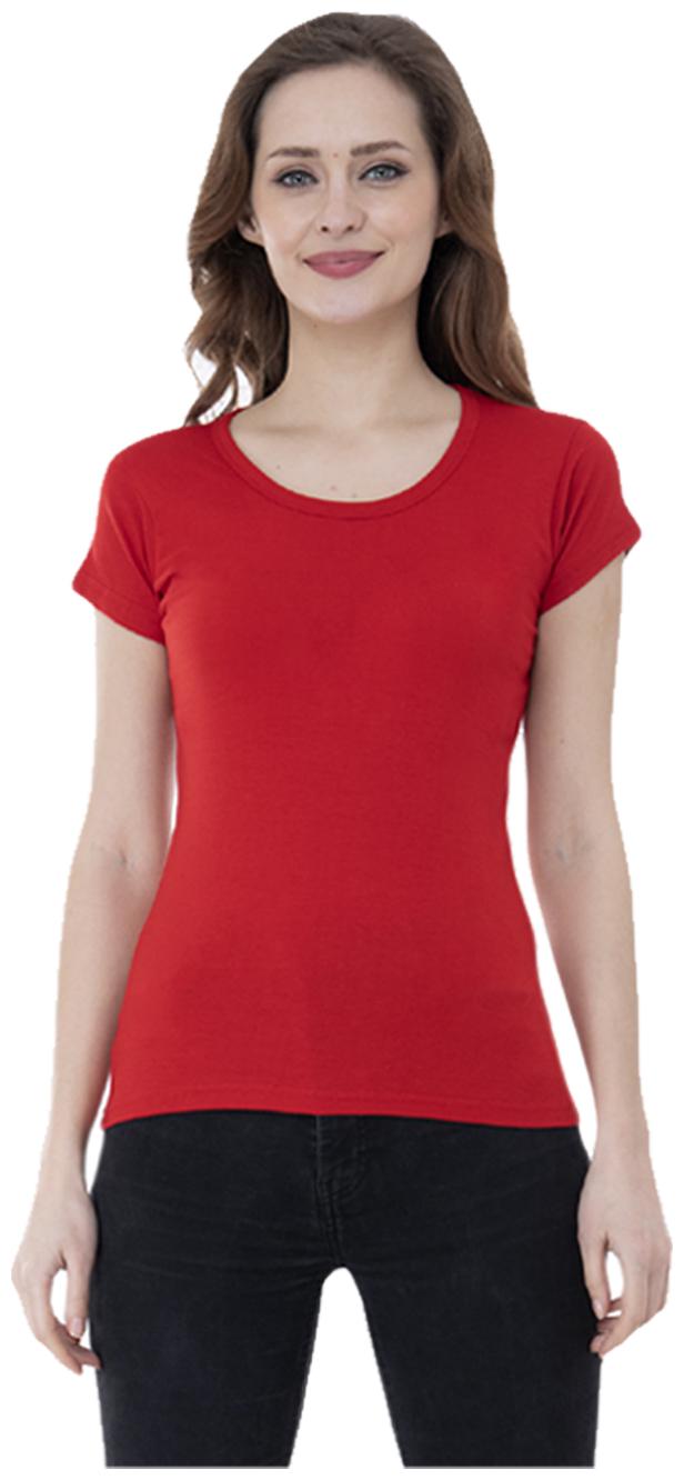 

Indiweaves Women Red Regular fit Round neck Cotton T shirt