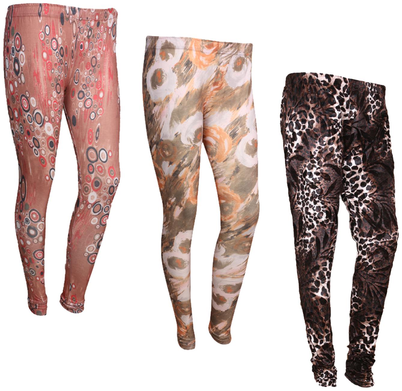 

IndiWeaves Women Cotton Printed Legging and Velvet Printed Leggings (Pack of 3)
