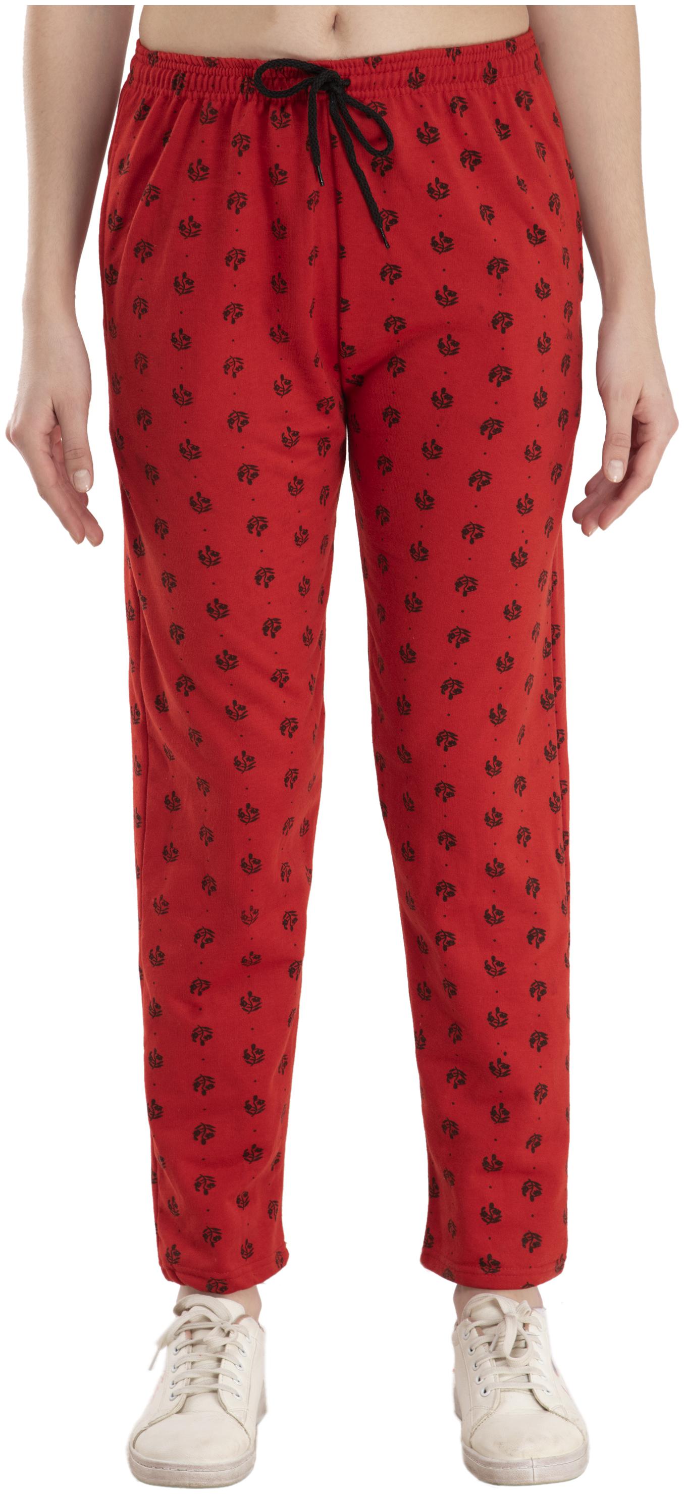 

Indiweaves Women Regular fit Fleece Track pants - Red