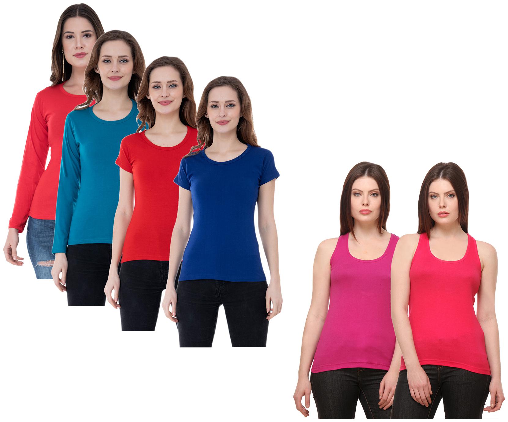 

Indiweaves Women Multi Regular fit Round neck Cotton Tank top