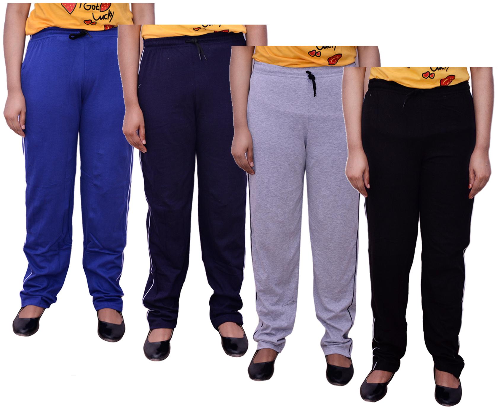 

Indiweaves Women Regular fit Cotton Solid Track pants - Multi