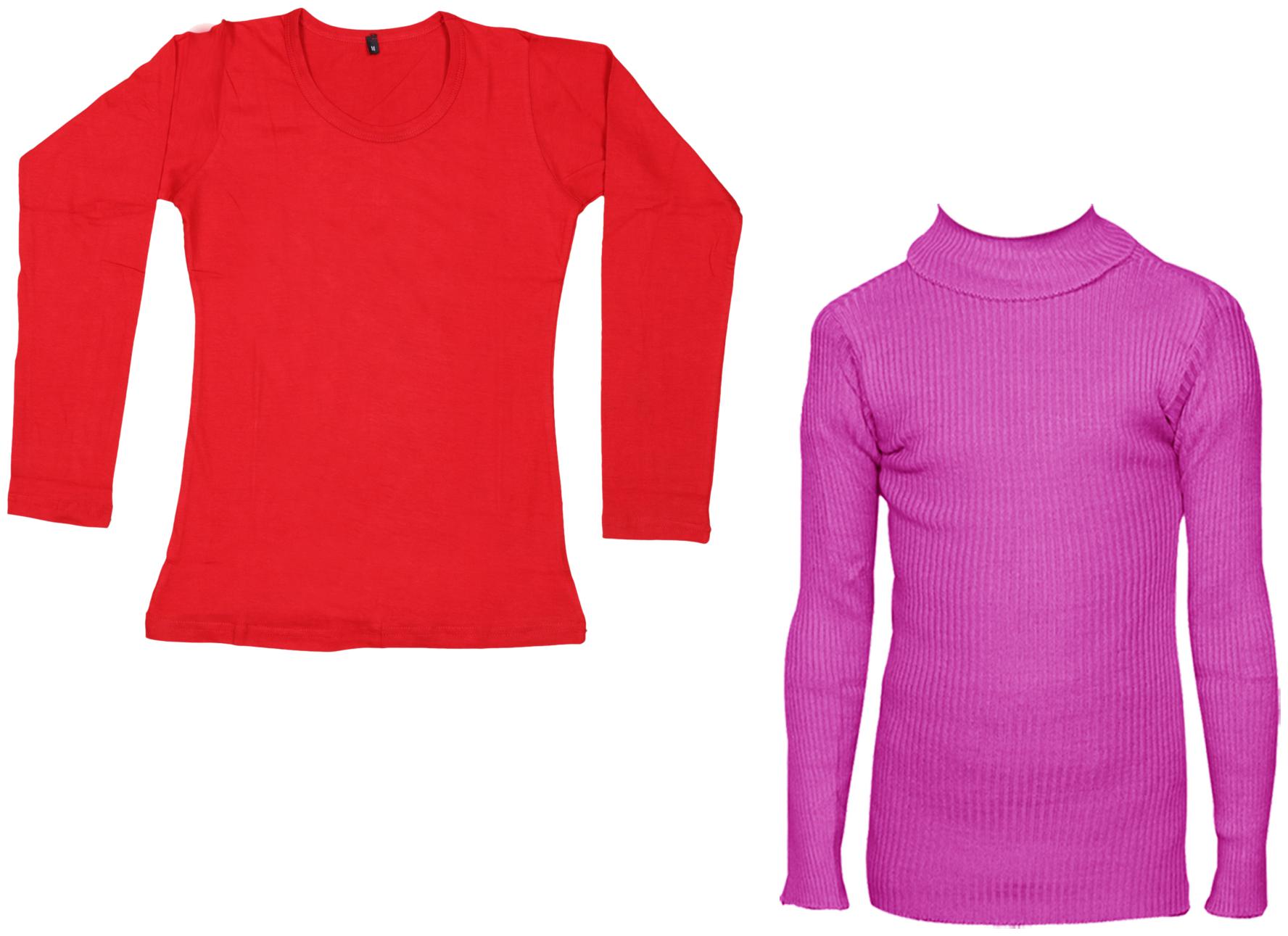 

Indiweaves Women Red Regular fit Round neck Cotton T shirt