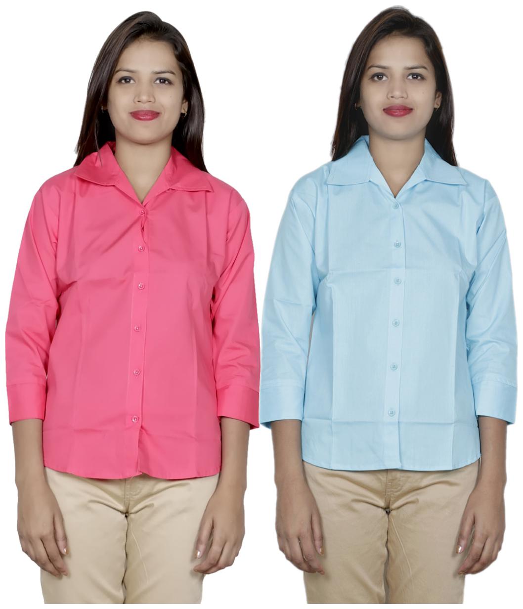 

Indiweaves Women Pink Solid Regular Fit Shirt