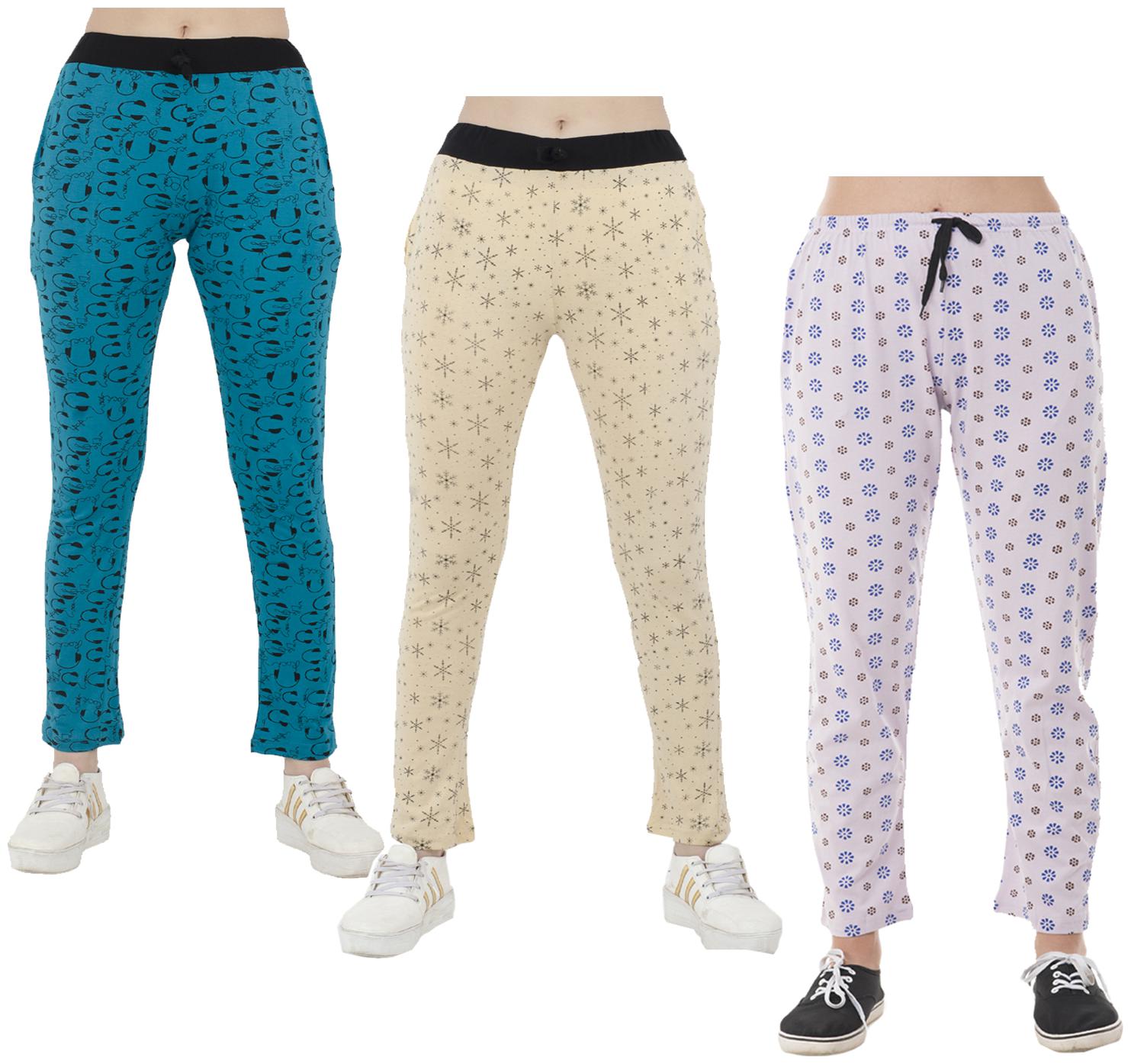 

Indiweaves Women Regular fit Cotton Printed Track pants - Multi