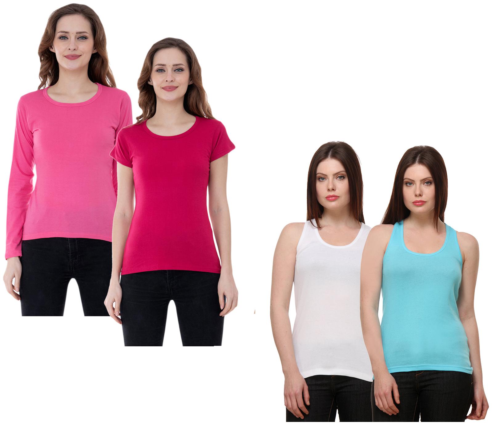 

Indiweaves Women Multi Regular fit Round neck Cotton Tank top