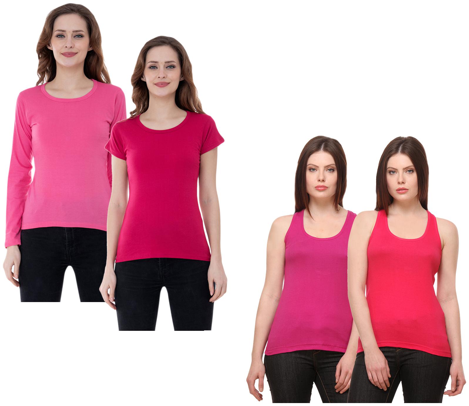 

Indiweaves Women Multi Regular fit Round neck Cotton Tank top