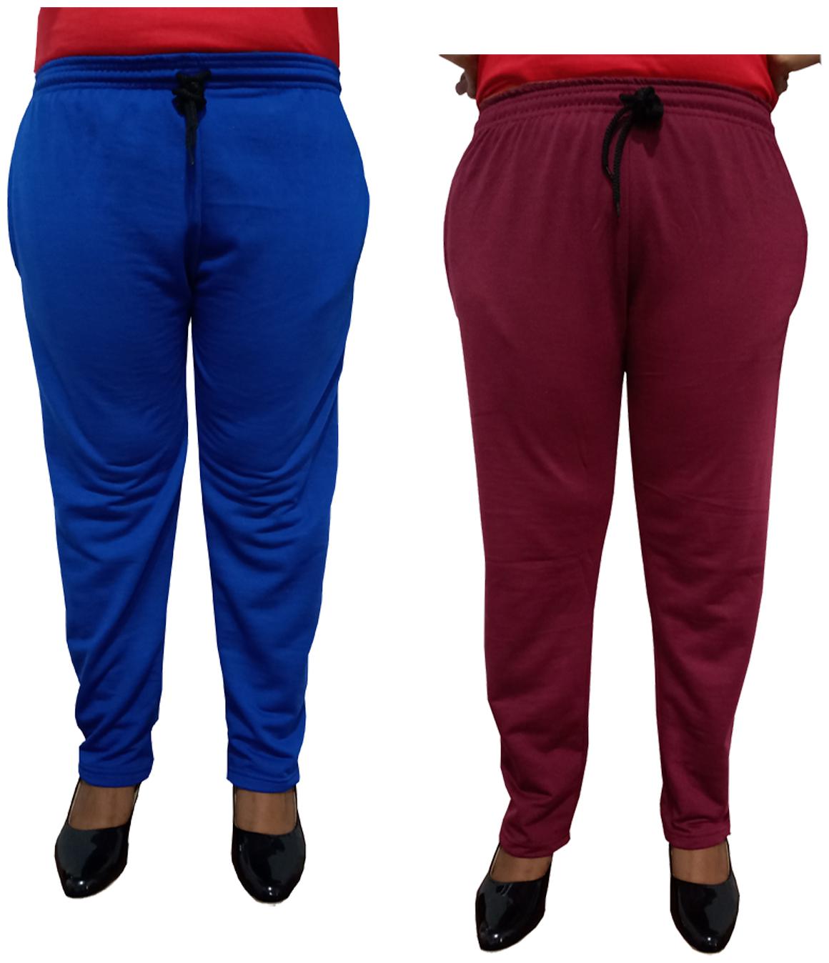 

Indiweaves Women Regular fit Fleece Solid Track pants - Maroon Blue