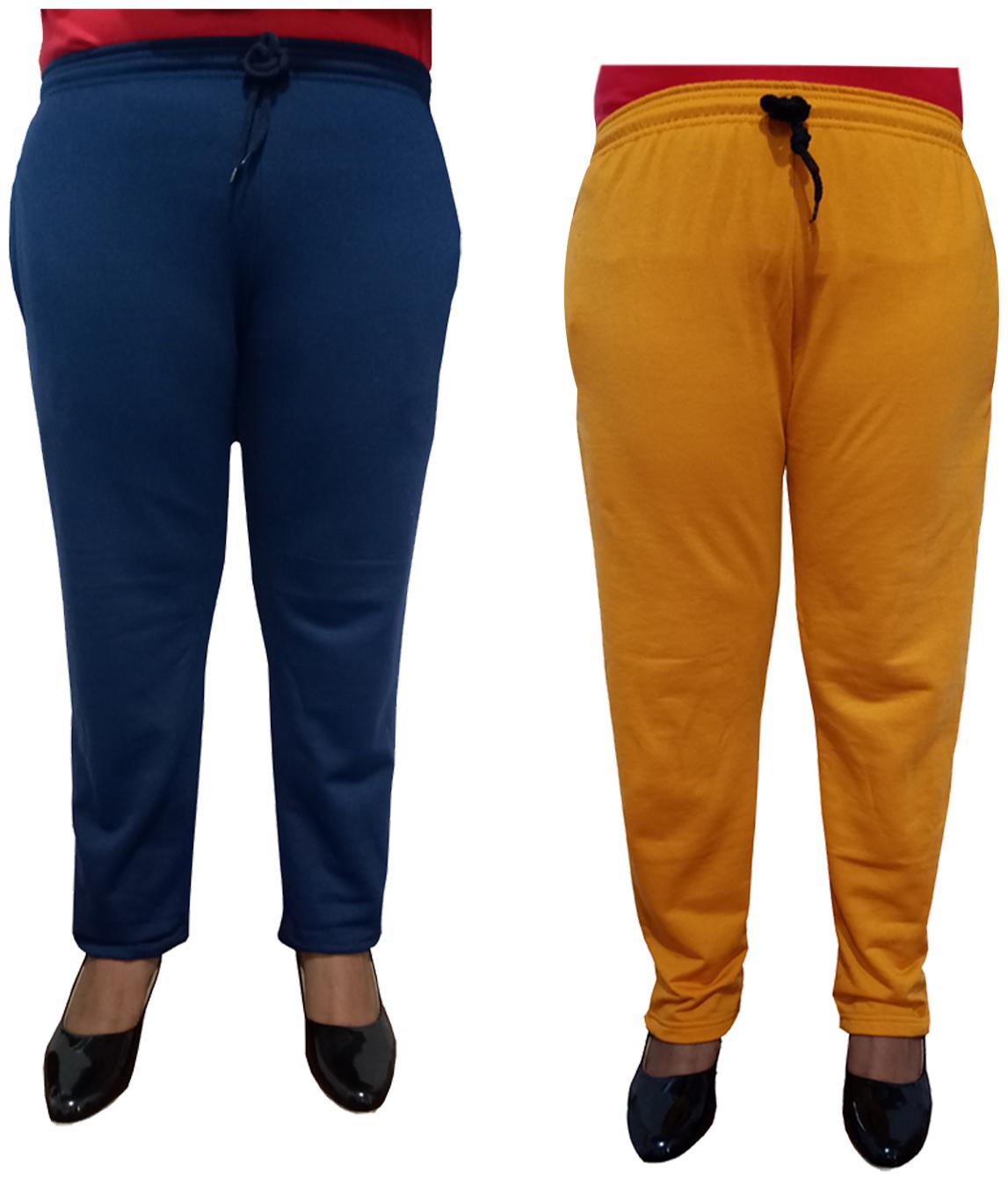 

Indiweaves Women Regular fit Fleece Solid Track pants - Orange Blue