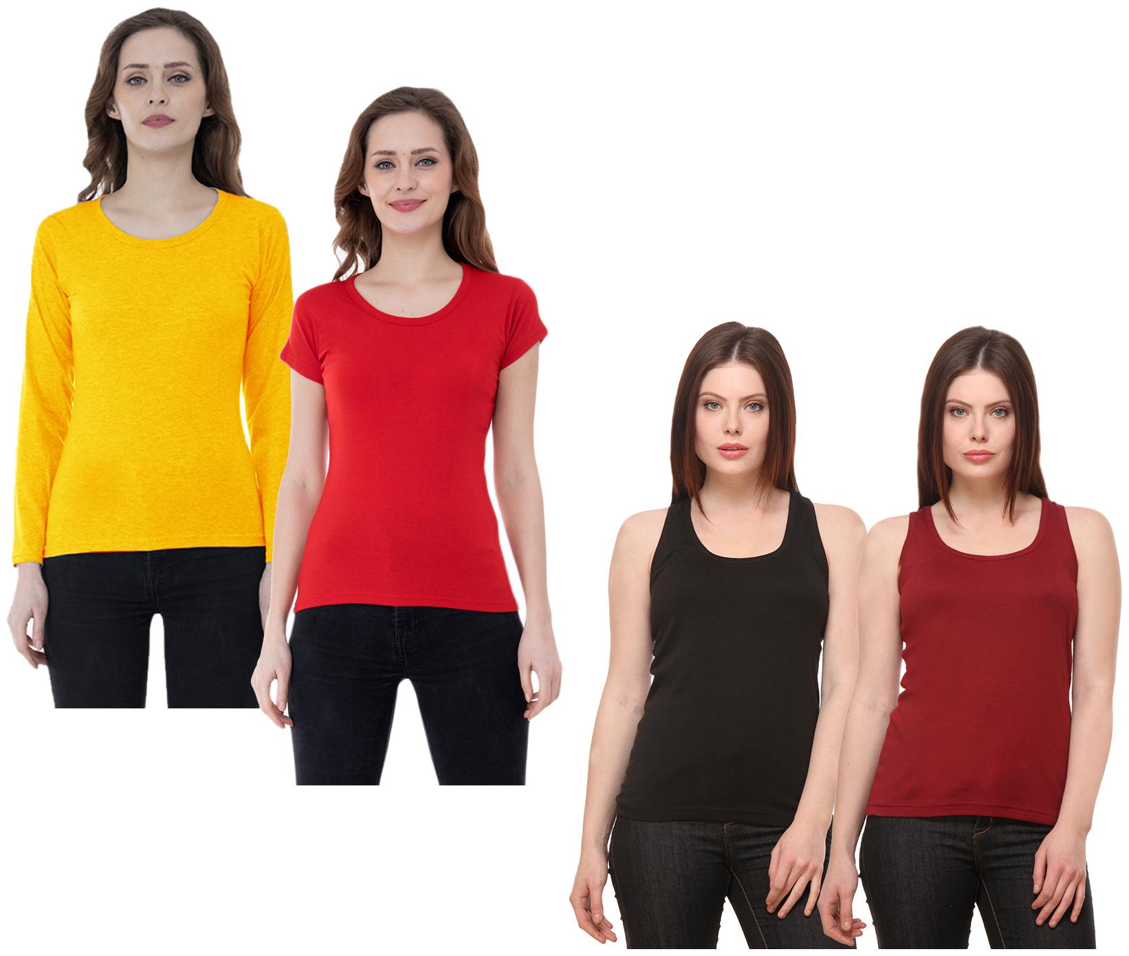 

Indiweaves Women Multi Regular fit Round neck Cotton Tank top