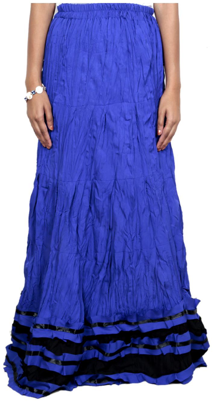 

IndiWeaves Women Cambric Cotton Blue Full Length Skirt