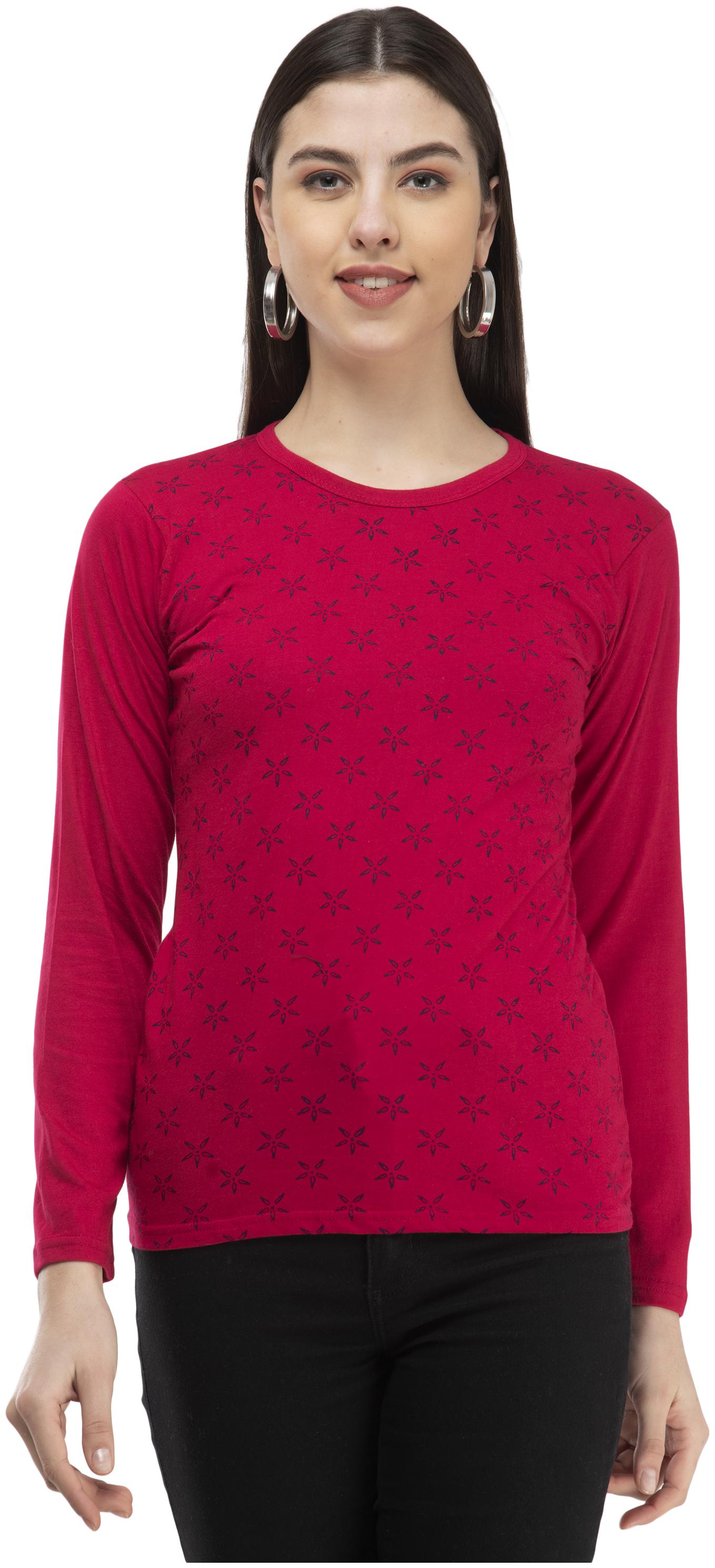 

Indiweaves Women Pink Regular fit Round neck Cotton T shirt