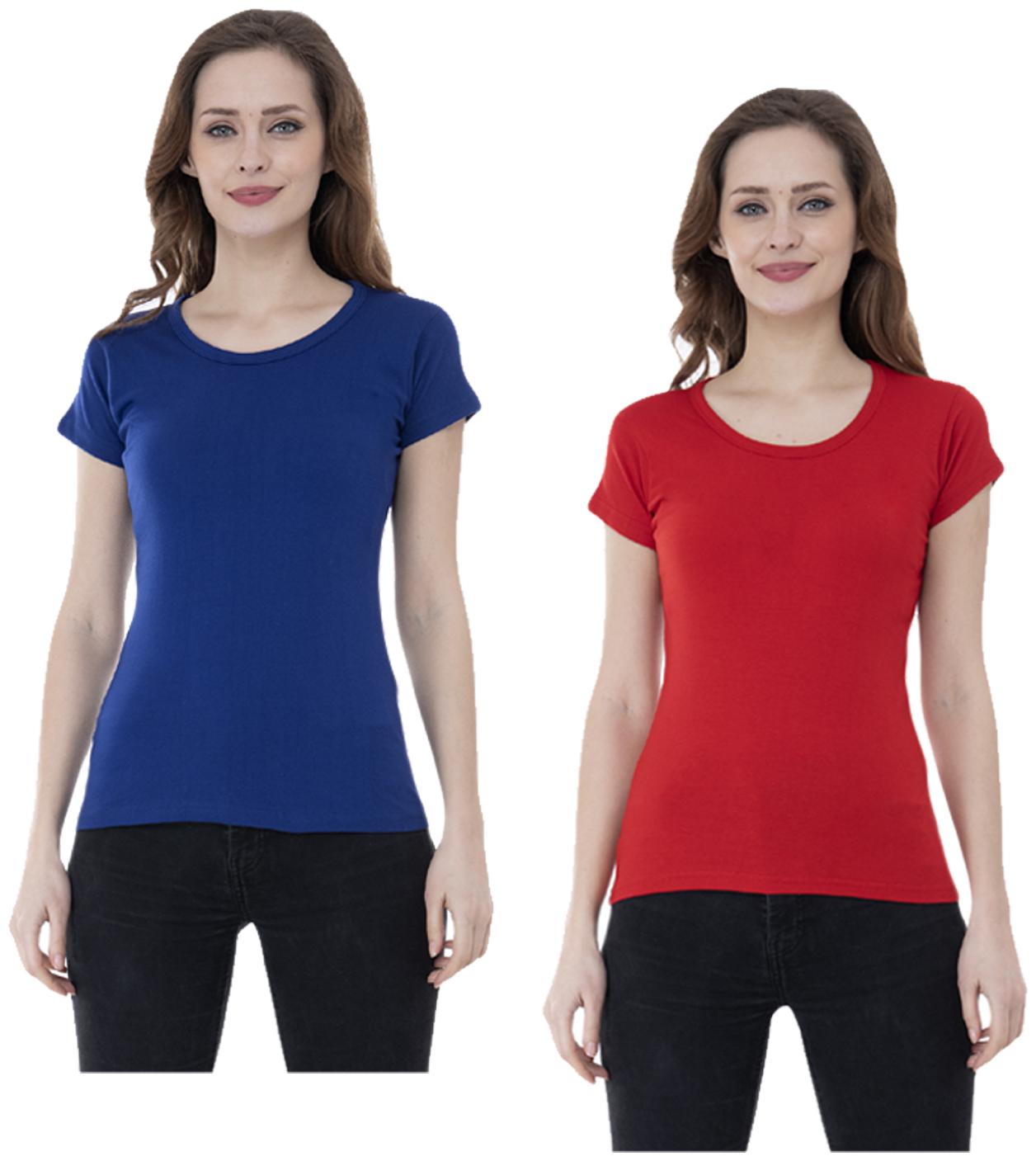 

Indiweaves Women Multi Regular fit Round neck Cotton T shirt
