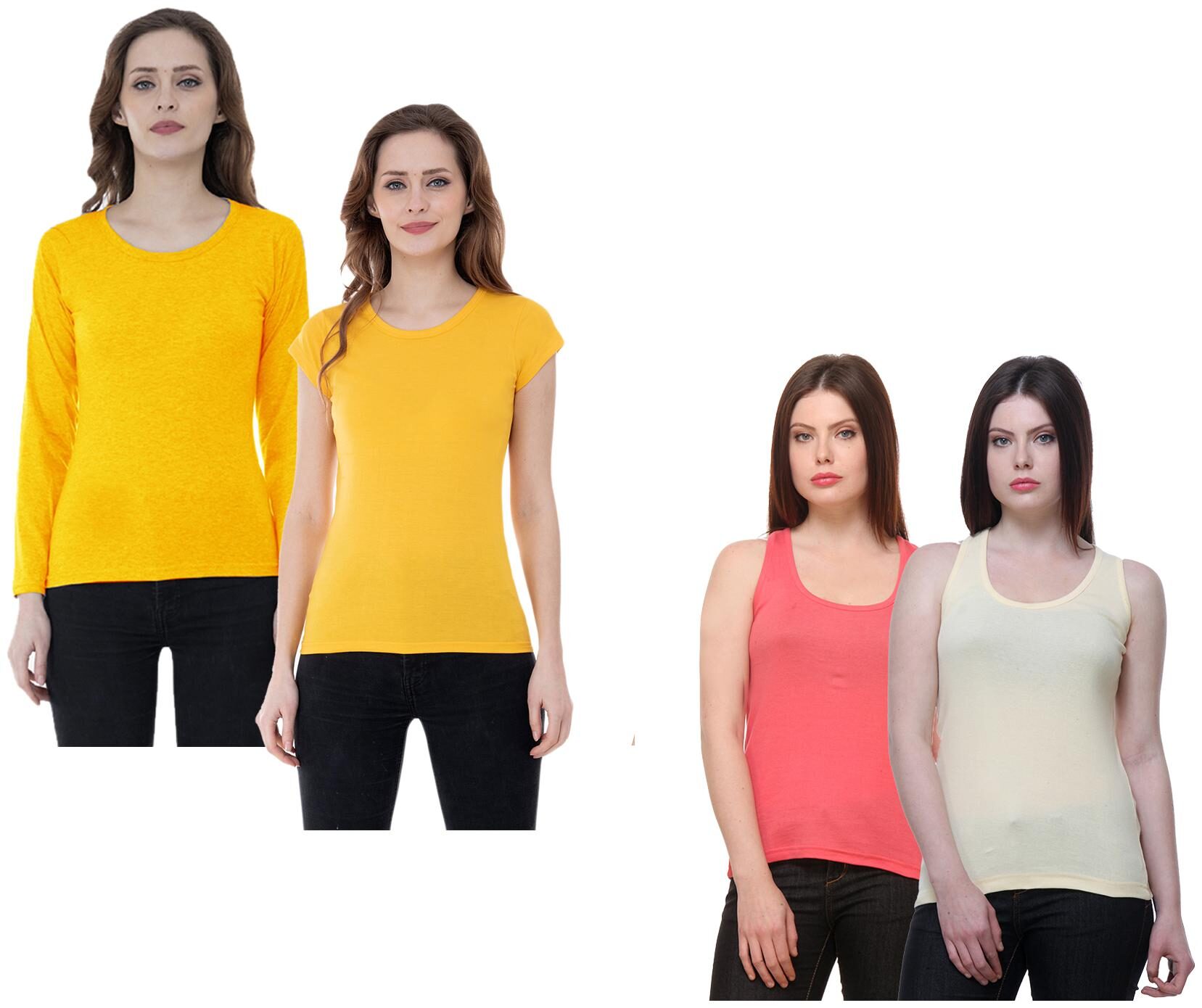 

Indiweaves Women Multi Regular fit Round neck Cotton Tank top