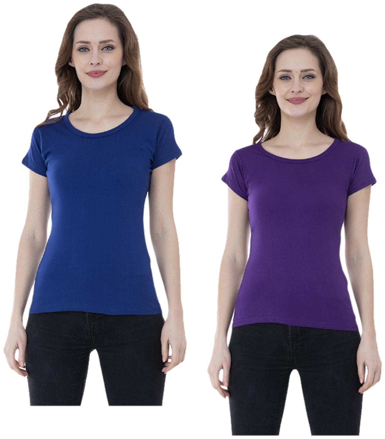 

Indiweaves Women Multi Regular fit Round neck Cotton T shirt