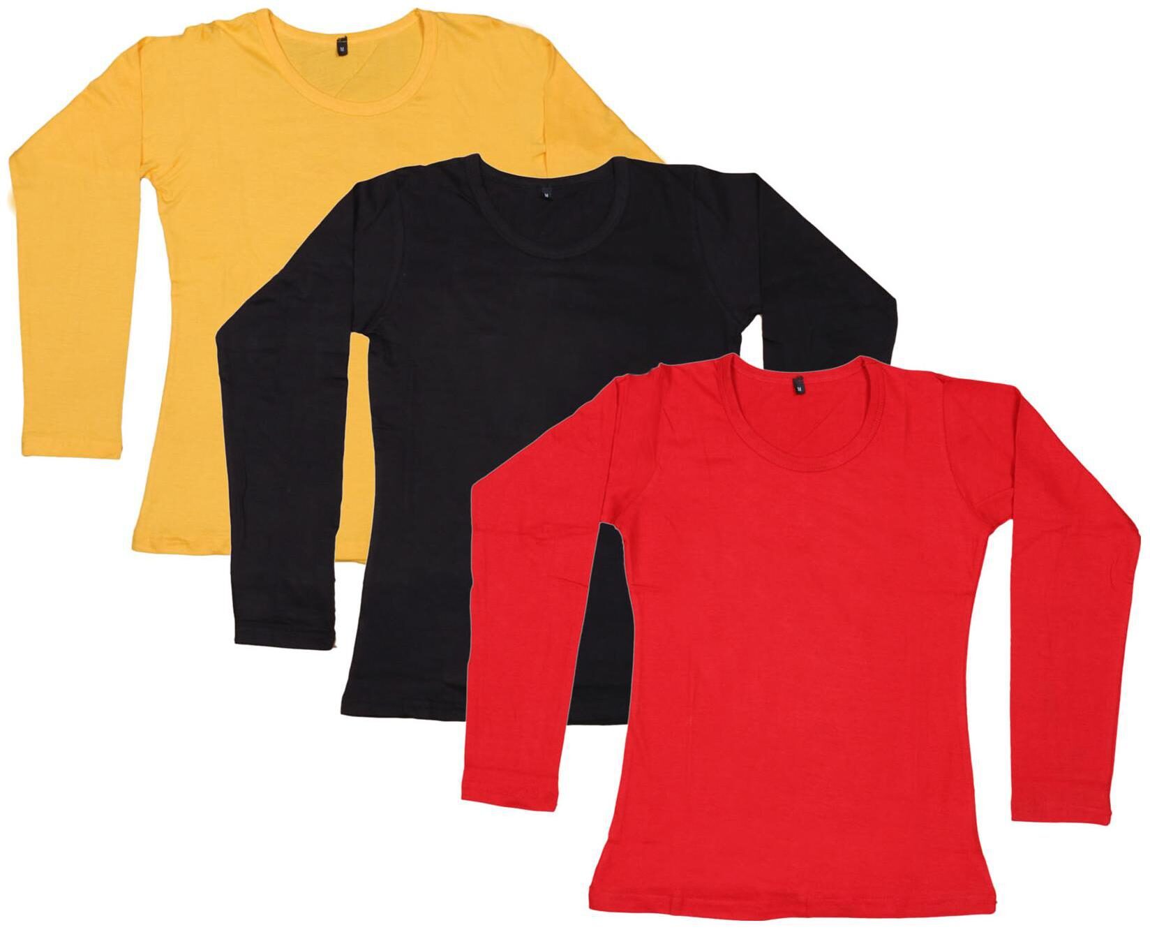

Indiweaves Women Multi Regular fit Round neck Cotton T shirt