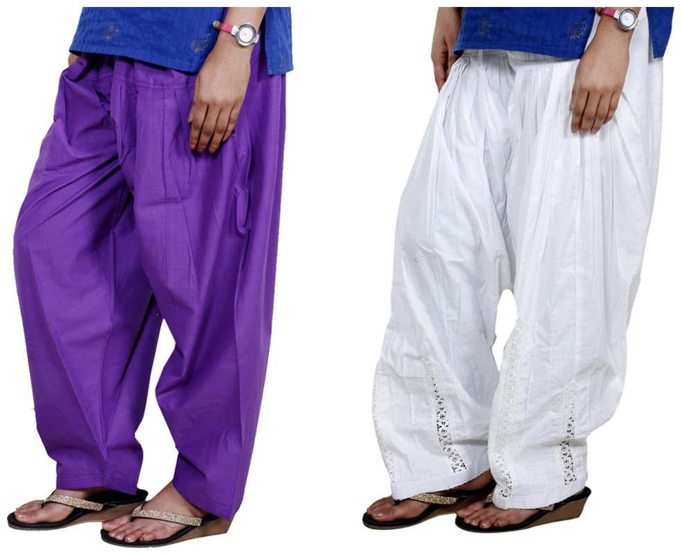 

IndiWeaves Women Cotton Semi-Patiala with Dabang Jalidar Full Patiala Salwar Set of -2