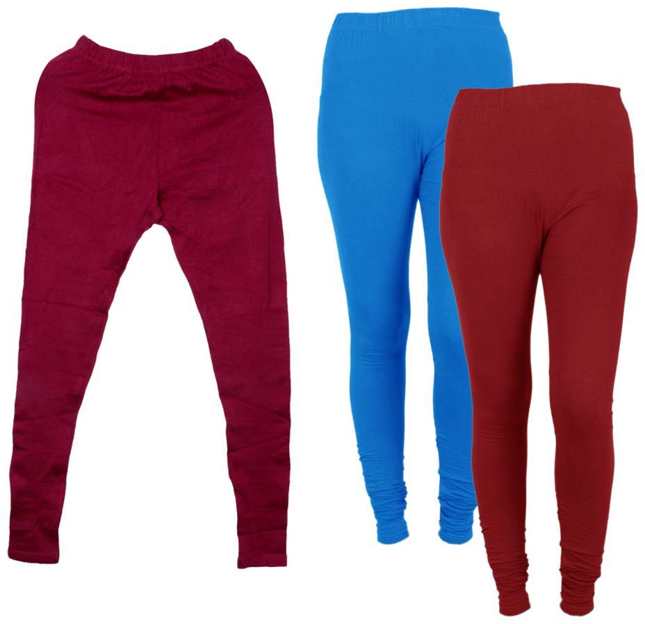 

IndiWeaves Women 1 Warm Wollen and 2 Cotton Lycra Tights (Set of- 3)