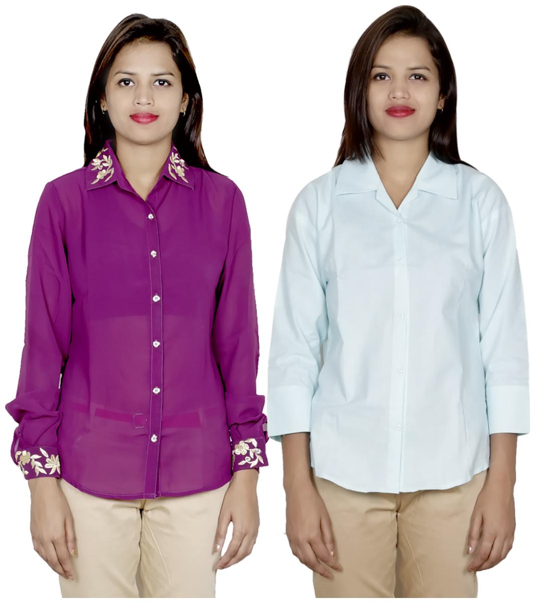 

Indiweaves Women Multi Embroidered Regular Fit Shirt