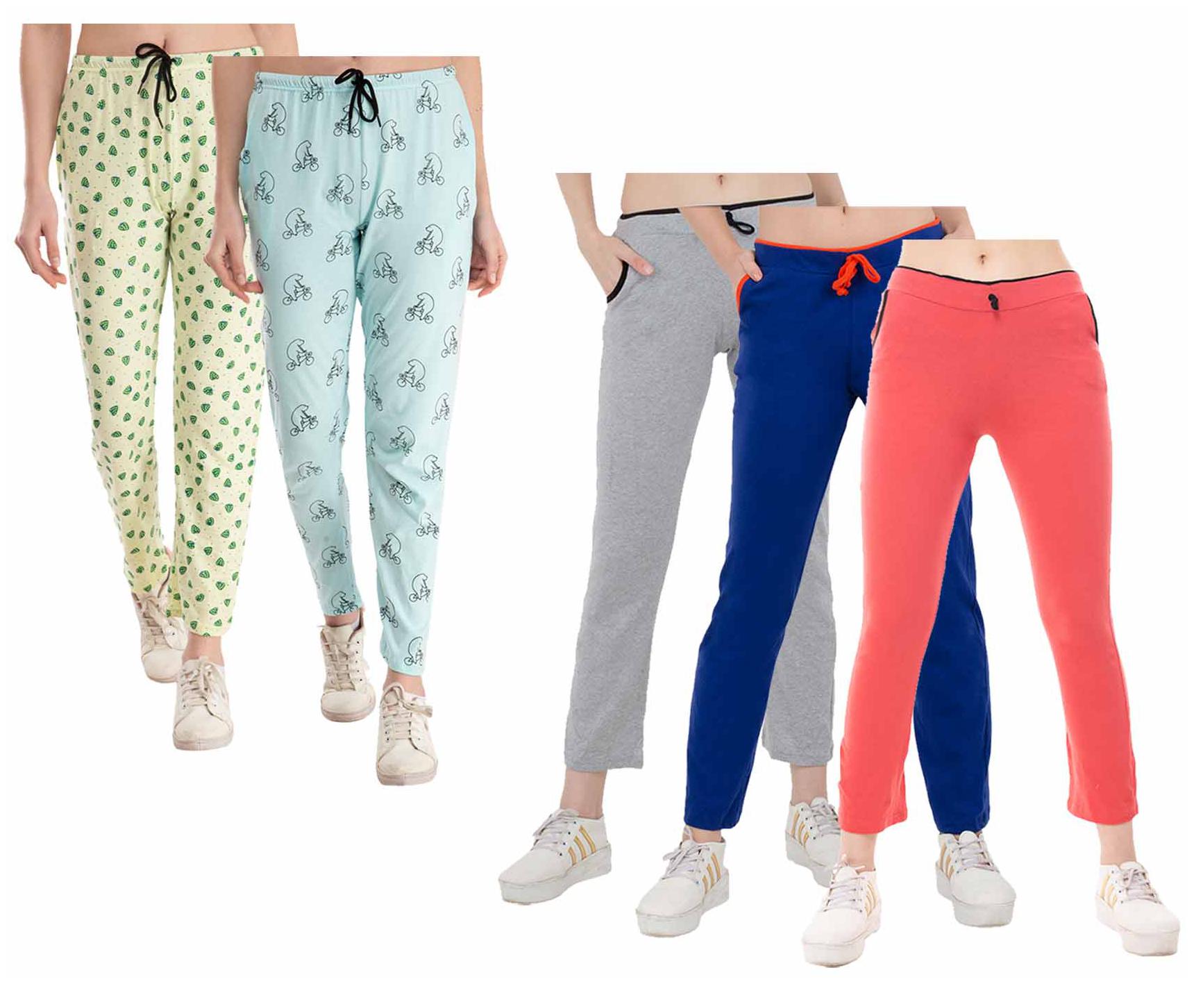 

Indiweaves Women Regular fit Cotton Printed Track pants - Multi