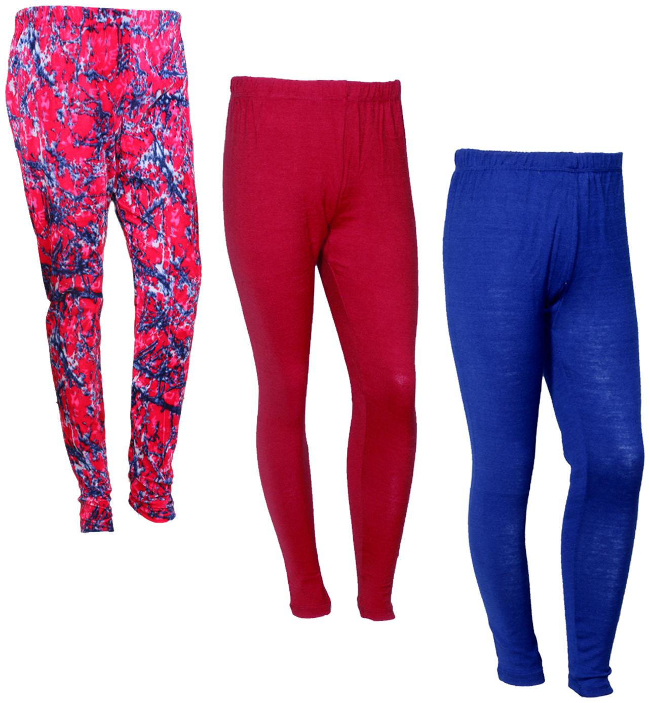 

IndiWeaves Women Woolen Plain and Velvet Printed Leggings for Winters (Pack of 3)