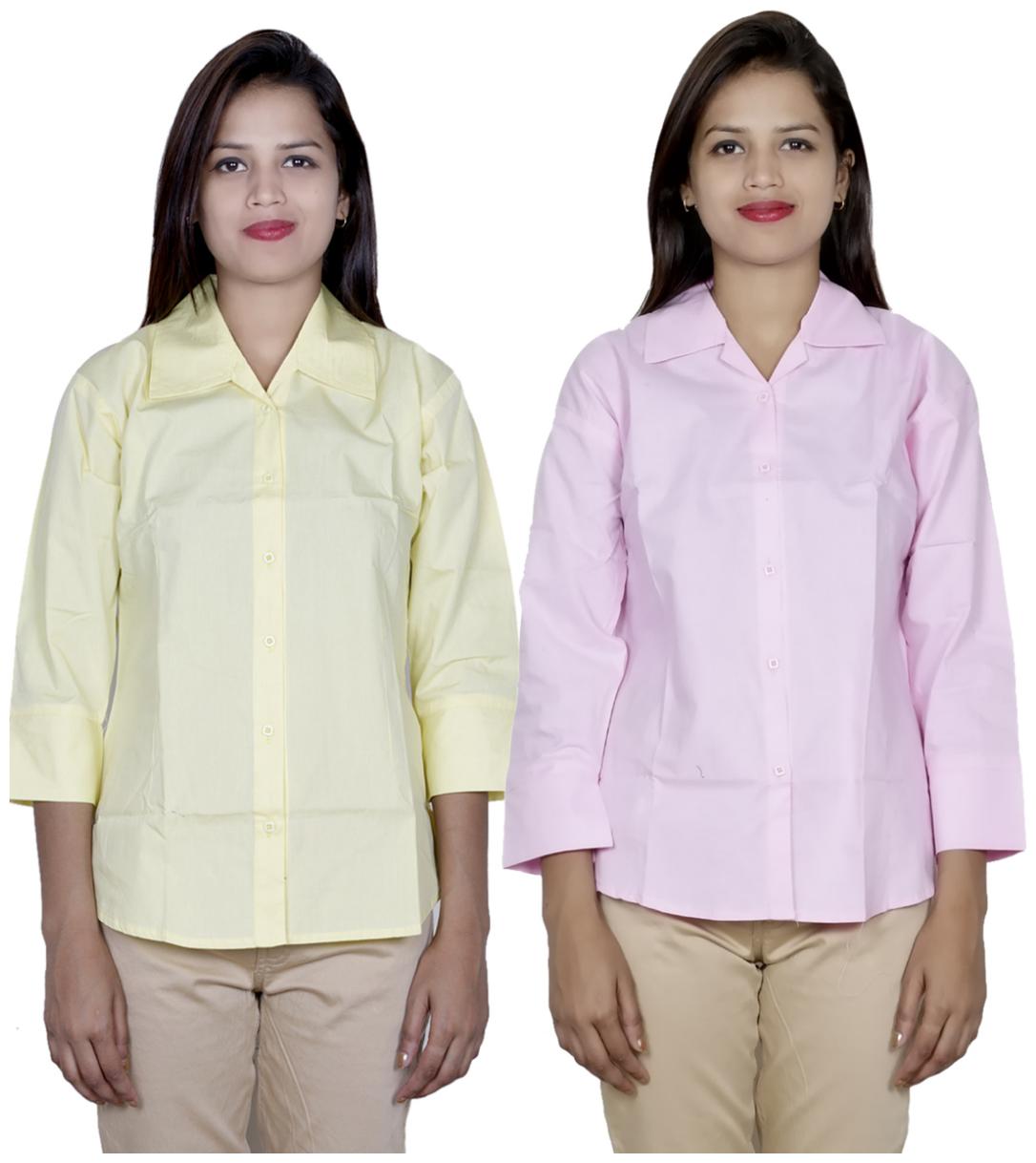 

Indiweaves Women Yellow Solid Regular Fit Shirt