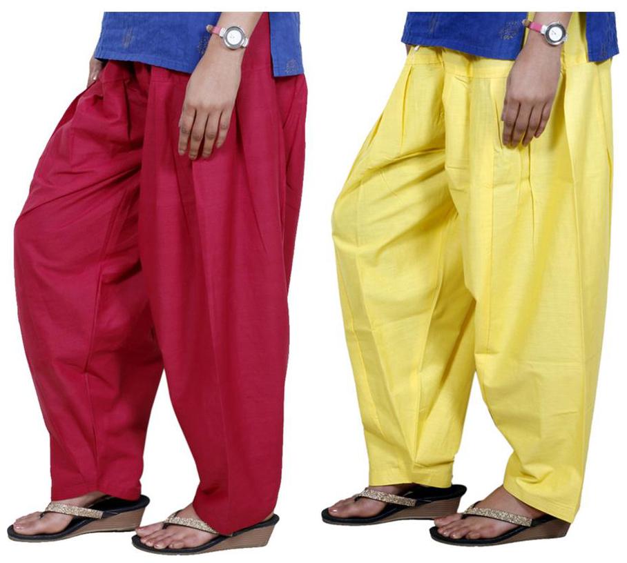 

IndiWeaves Women Cotton Semi-Patiala Salwar Set of -2