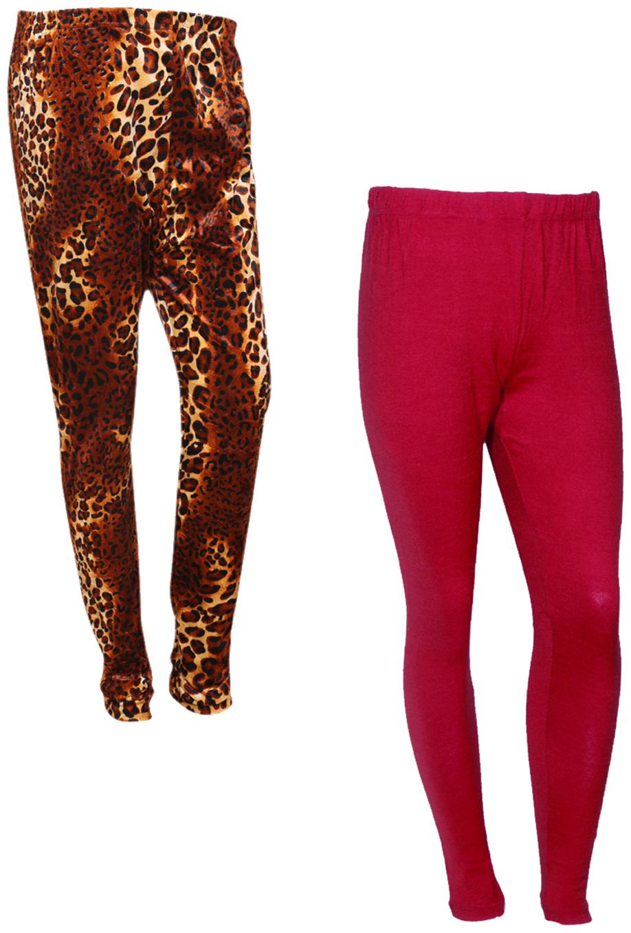 

IndiWeaves Women Woolen Plain and Velvet Printed Leggings for Winters (Pack of 2)
