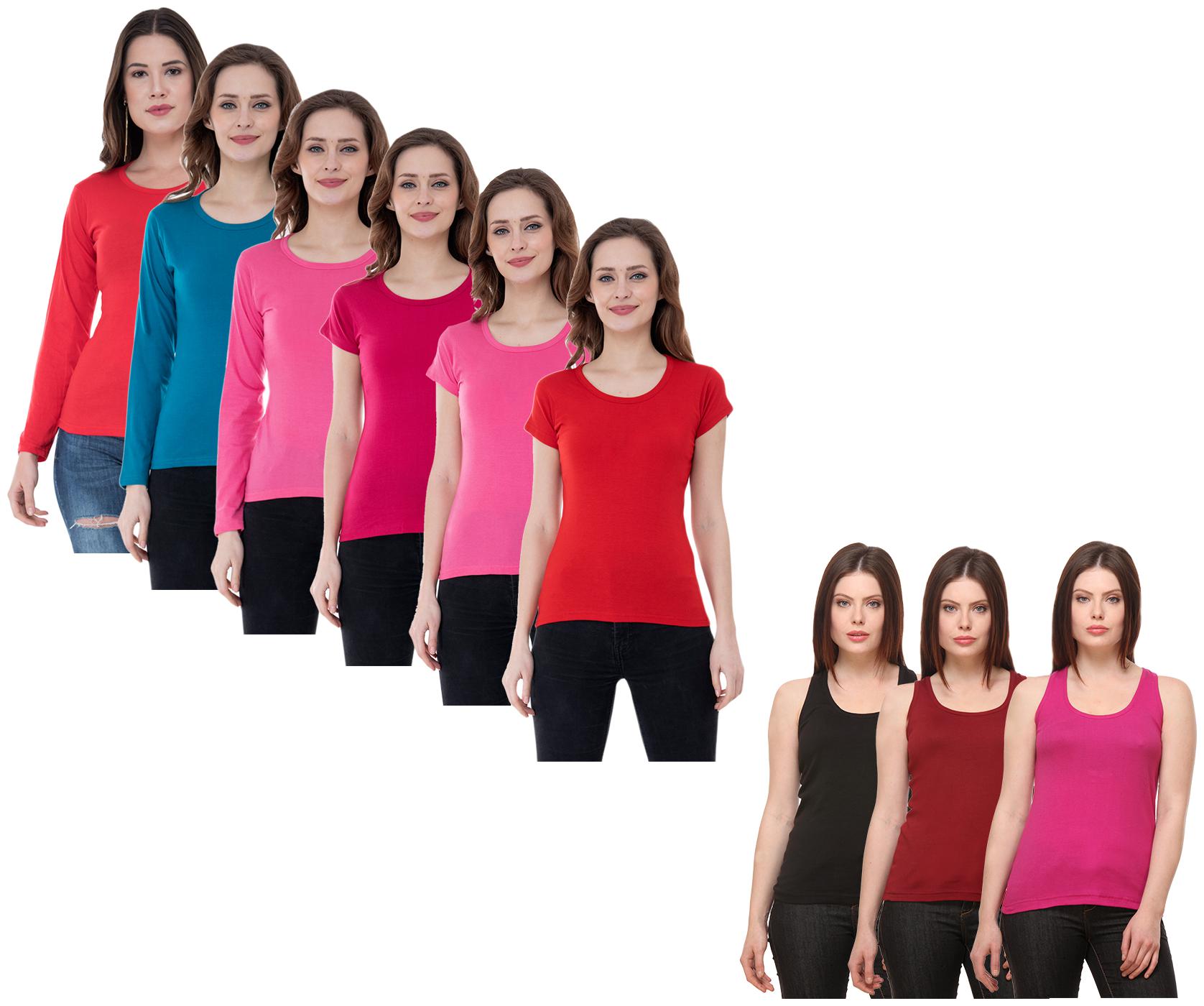 

Indiweaves Women Multi Regular fit Round neck Cotton Tank top