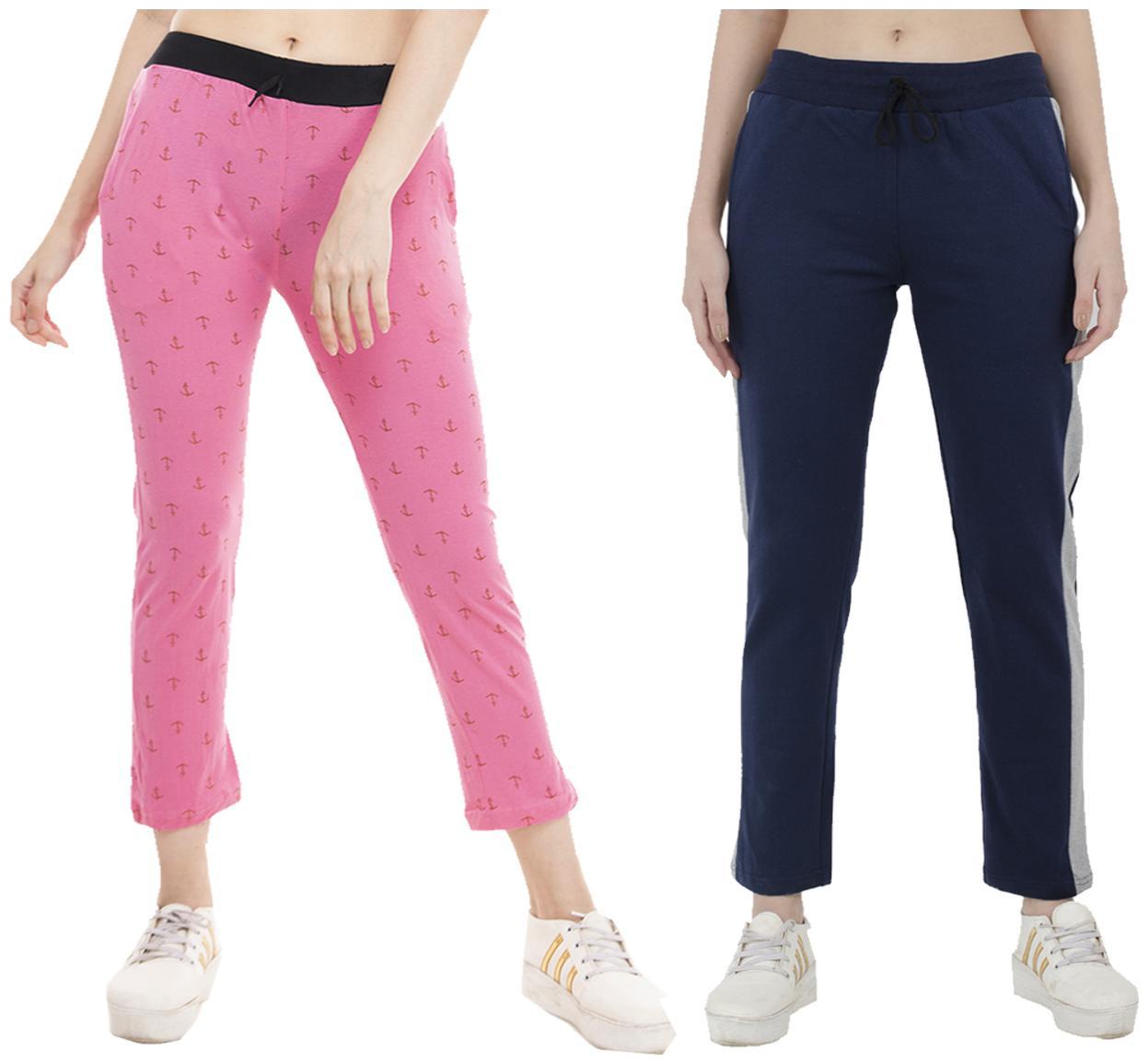 

Indiweaves Women Regular fit Polyester Printed Track pants - Blue