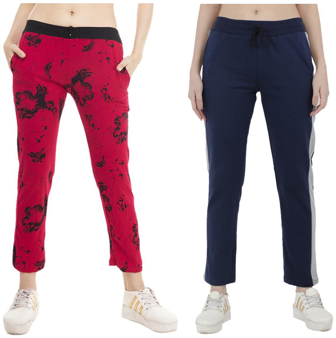 

Indiweaves Women Regular fit Polyester Printed Track pants - Blue