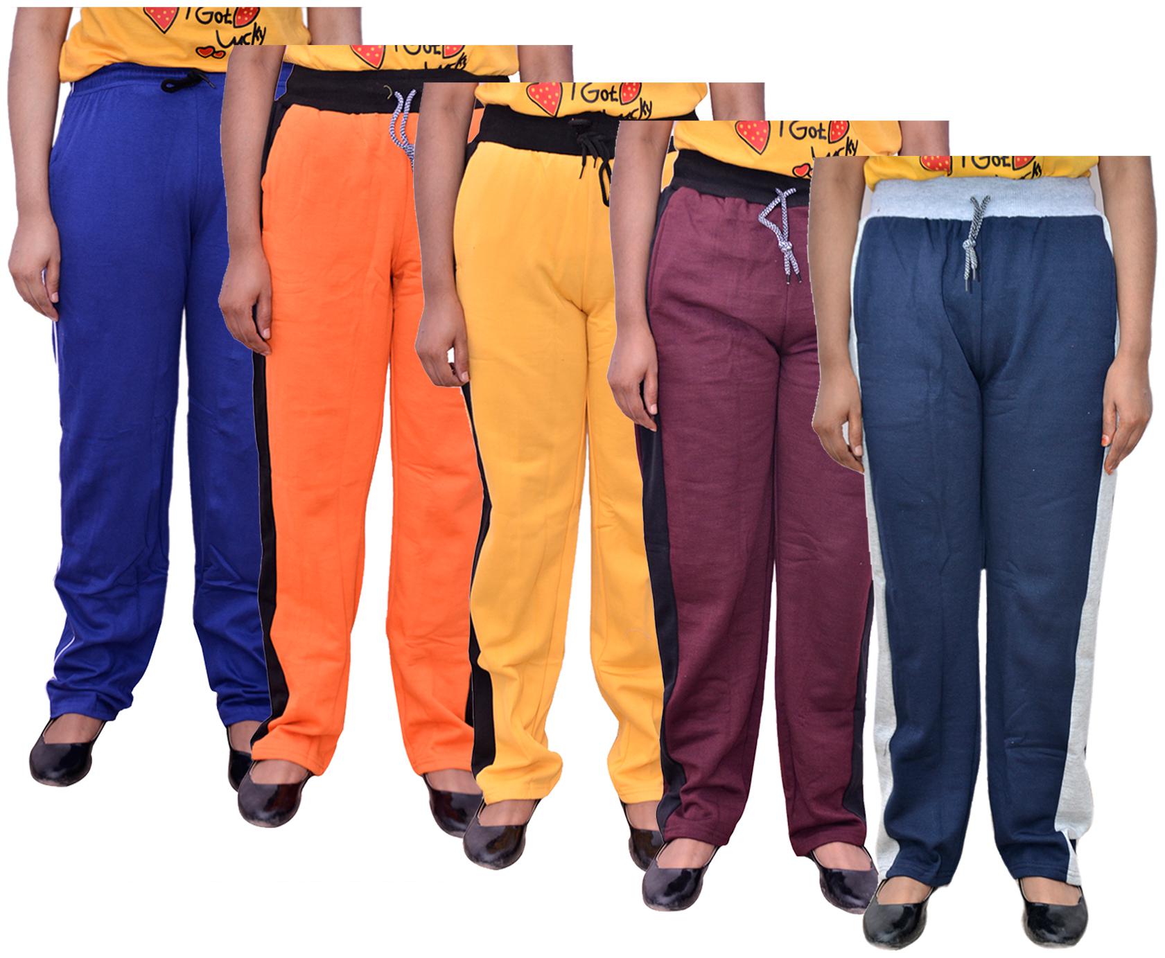 

Indiweaves Women Regular fit Cotton Solid Track pants - Multi