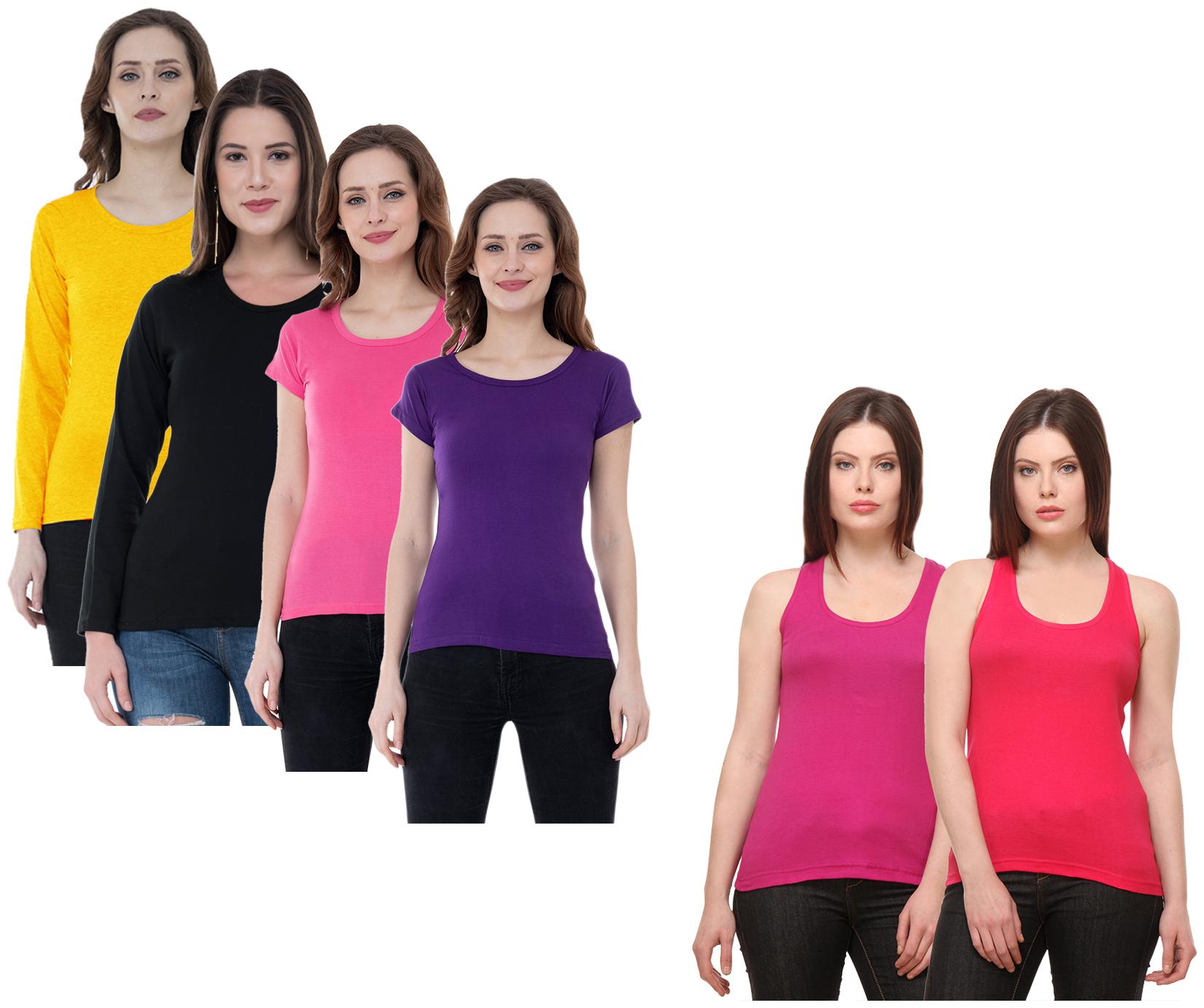 

Indiweaves Women Multi Regular fit Round neck Cotton Tank top