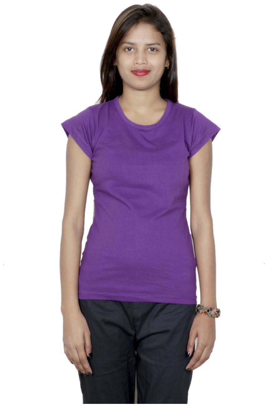 

Indiweaves Women Purple Regular fit Round neck Cotton T shirt
