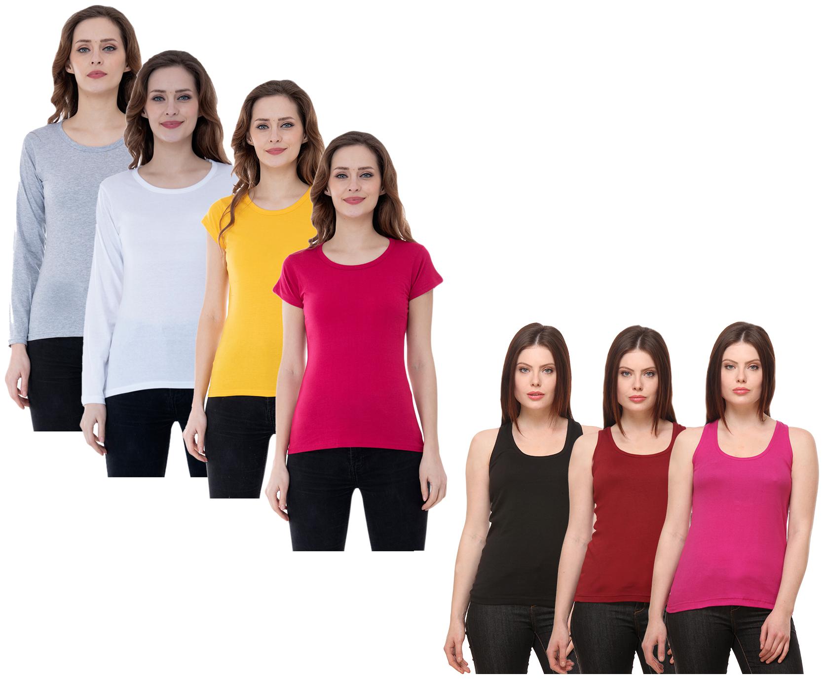 

Indiweaves Women Multi Regular fit Round neck Cotton Tank top