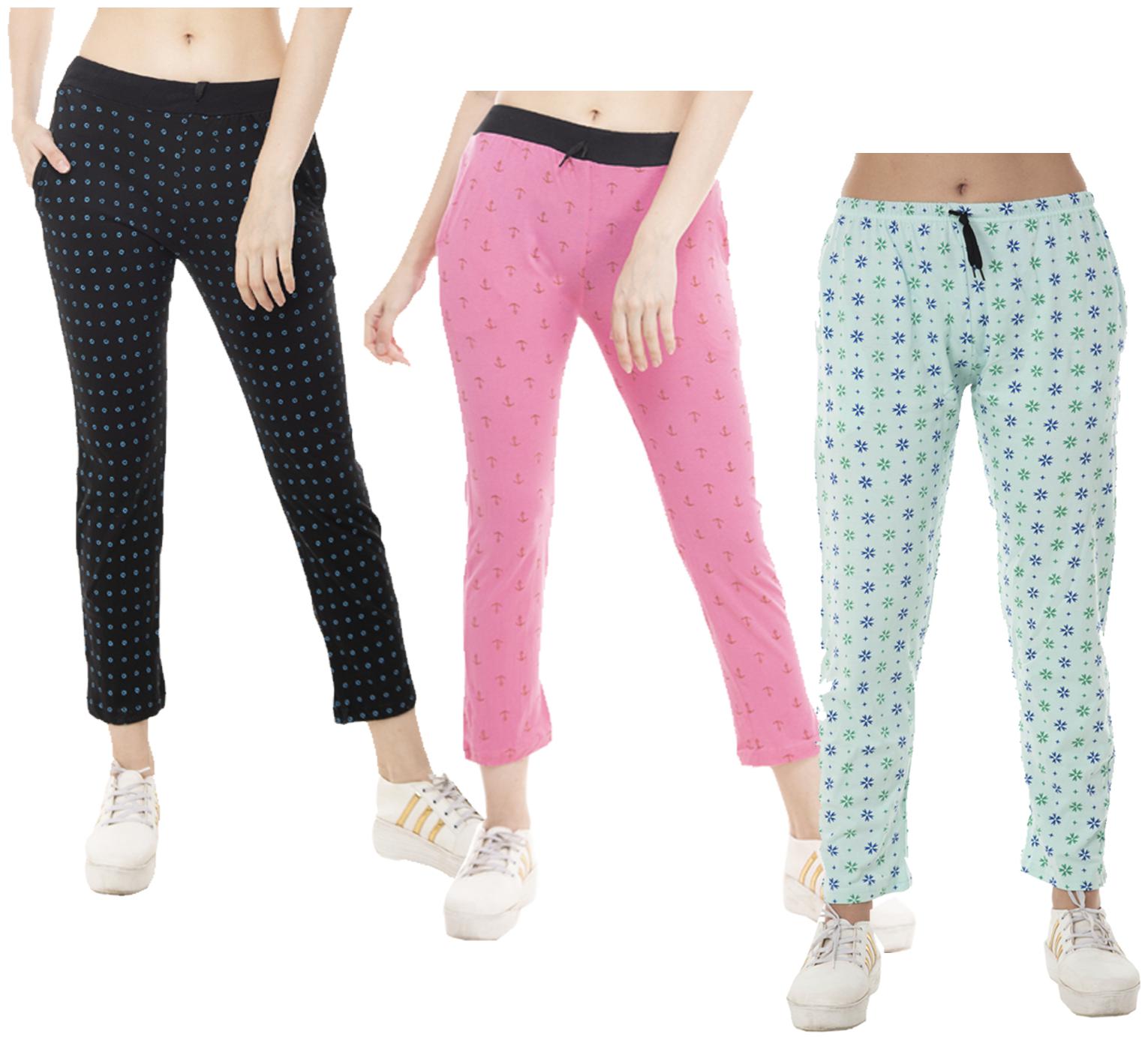

Indiweaves Women Regular fit Cotton Printed Track pants - Multi
