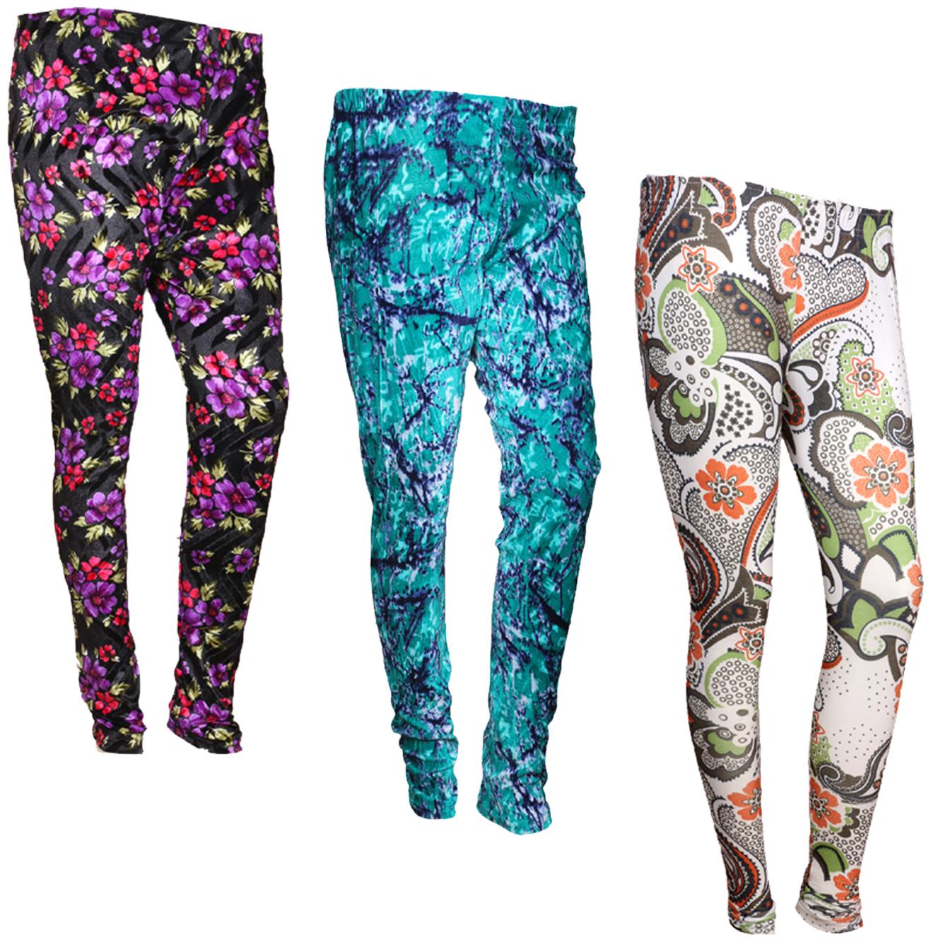 

IndiWeaves Women Cotton Printed Legging and Velvet Printed Leggings (Pack of 3)