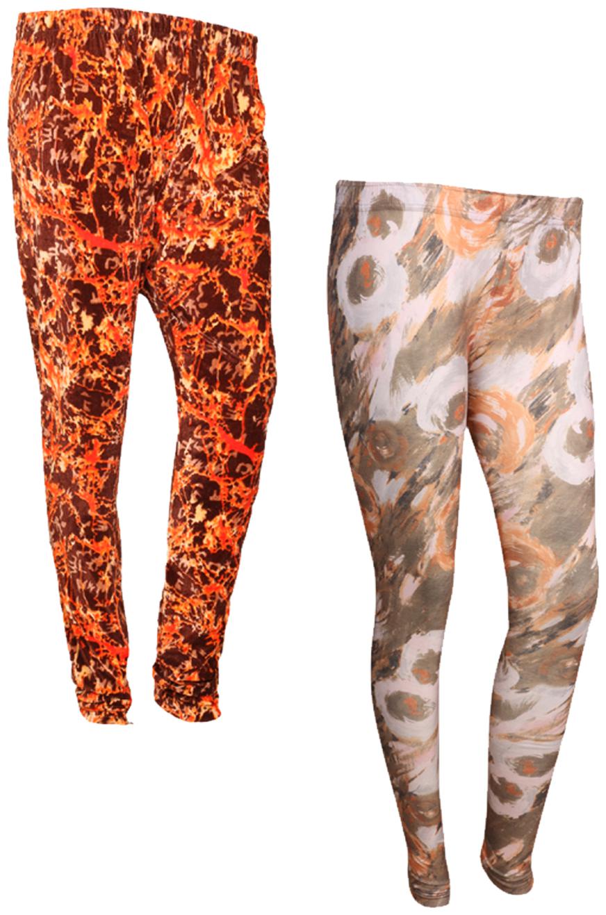 

IndiWeaves Women Cotton Printed Legging and Velvet Printed Leggings (Pack of 2)