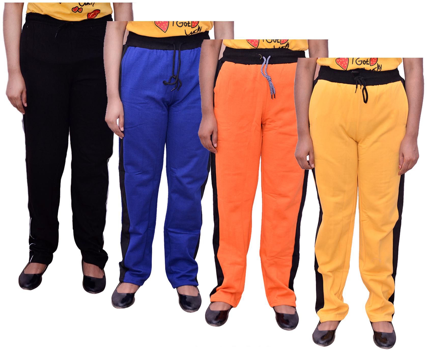 

Indiweaves Women Regular fit Cotton Solid Track pants - Multi