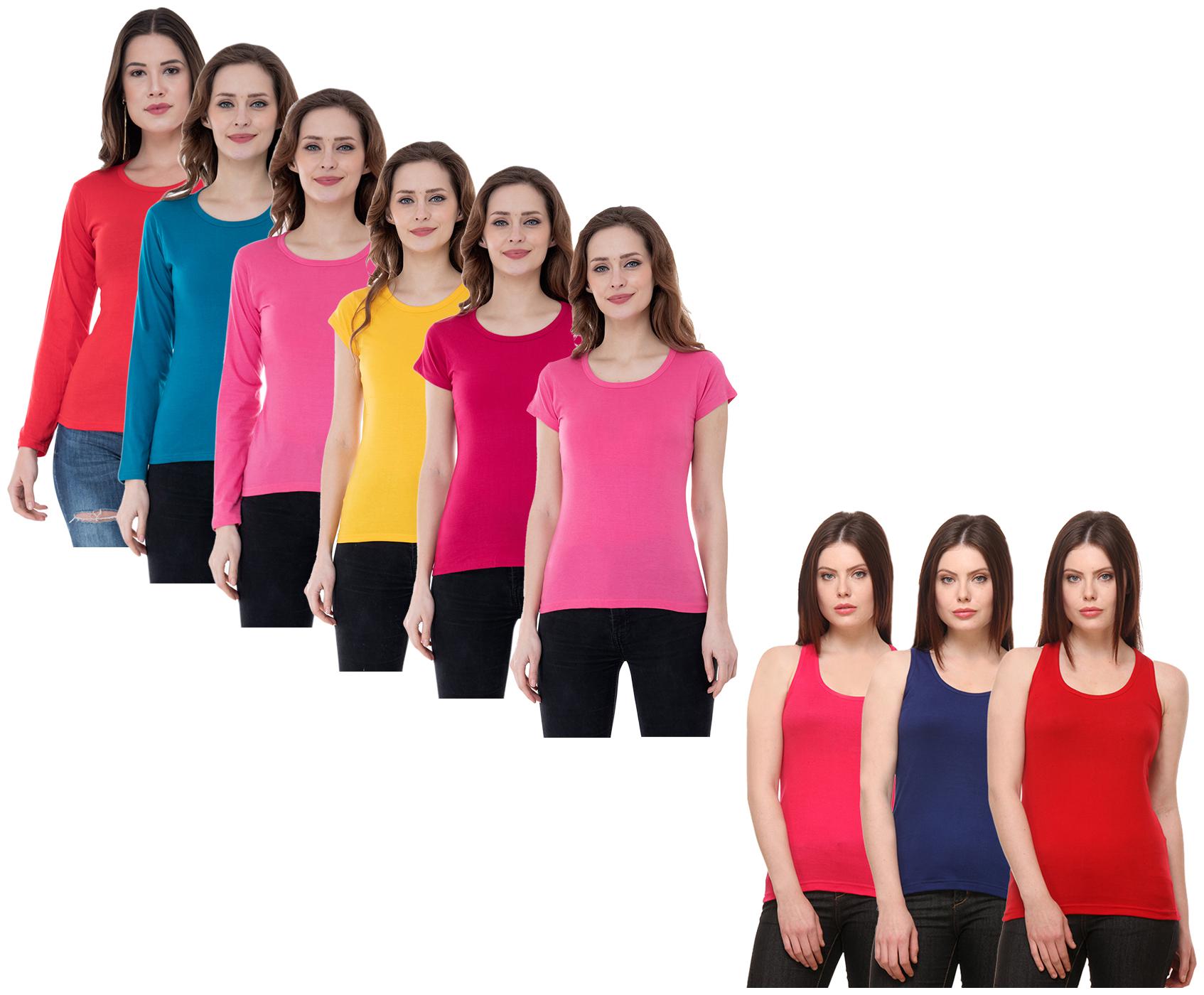 

Indiweaves Women Multi Regular fit Round neck Cotton Tank top